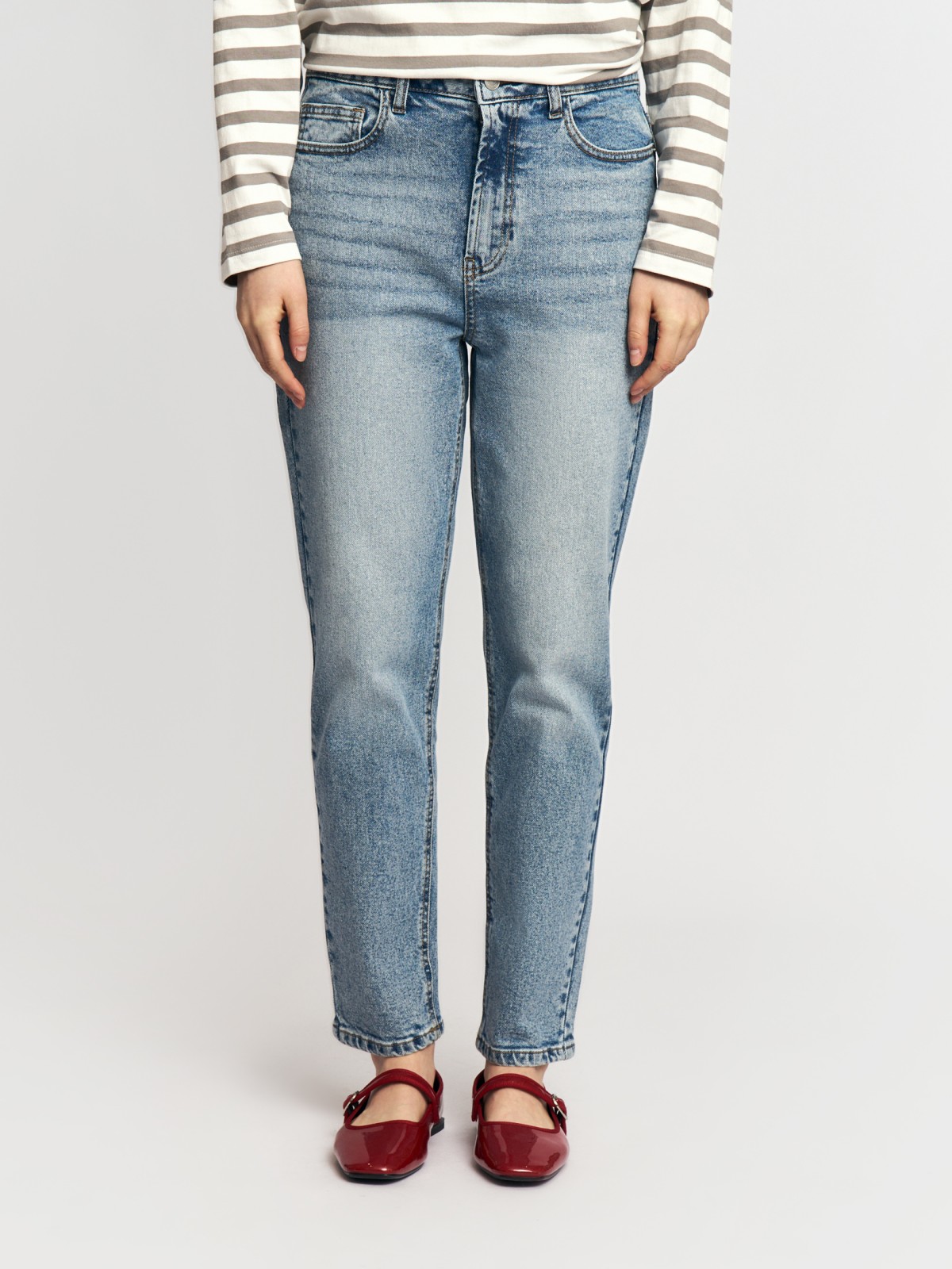 Джинсы силуэта Mom Comfort из хлопка с высокой посадкой