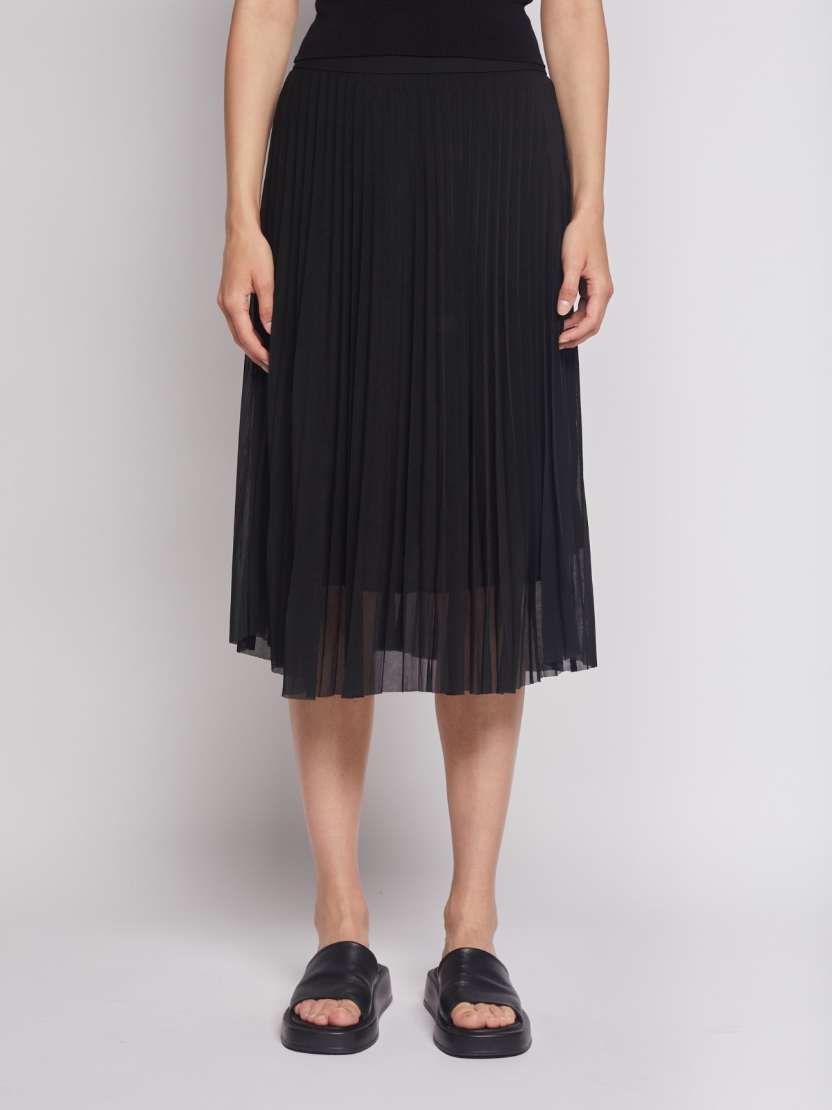 Плиссированная юбка миди zolla 02231789Y023, цвет черный, размер XS - фото 2