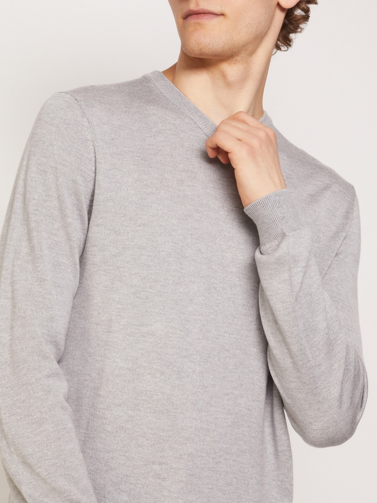 Пуловер zolla 011346163022, цвет серый, размер S - фото 5