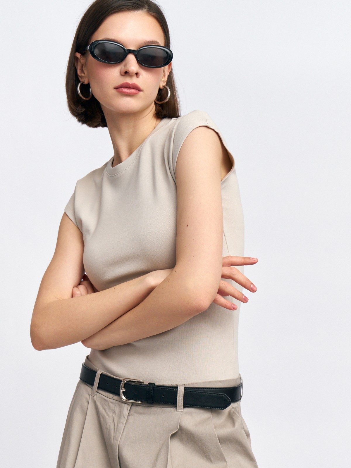 Футболка-топ из хлопка без рукавов