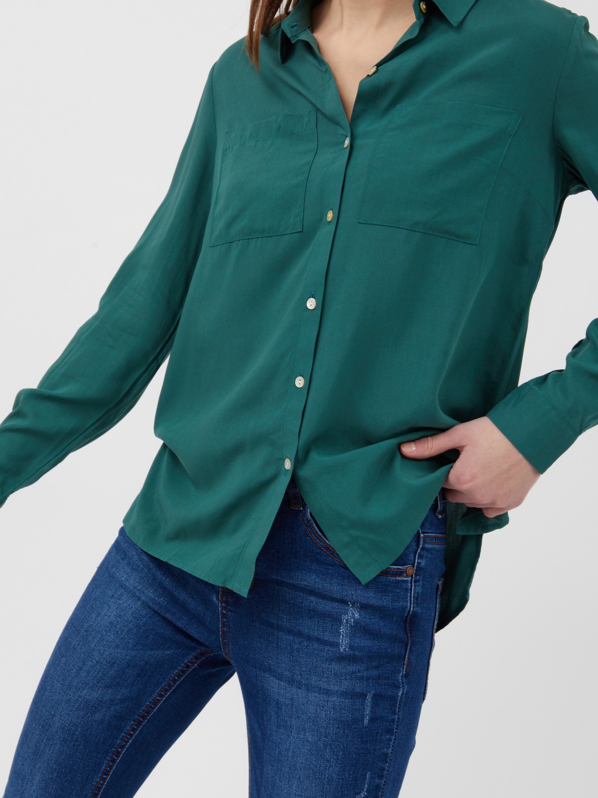 Блузка из вискозы zolla 22121117Y092, цвет зеленый, размер XS - фото 4