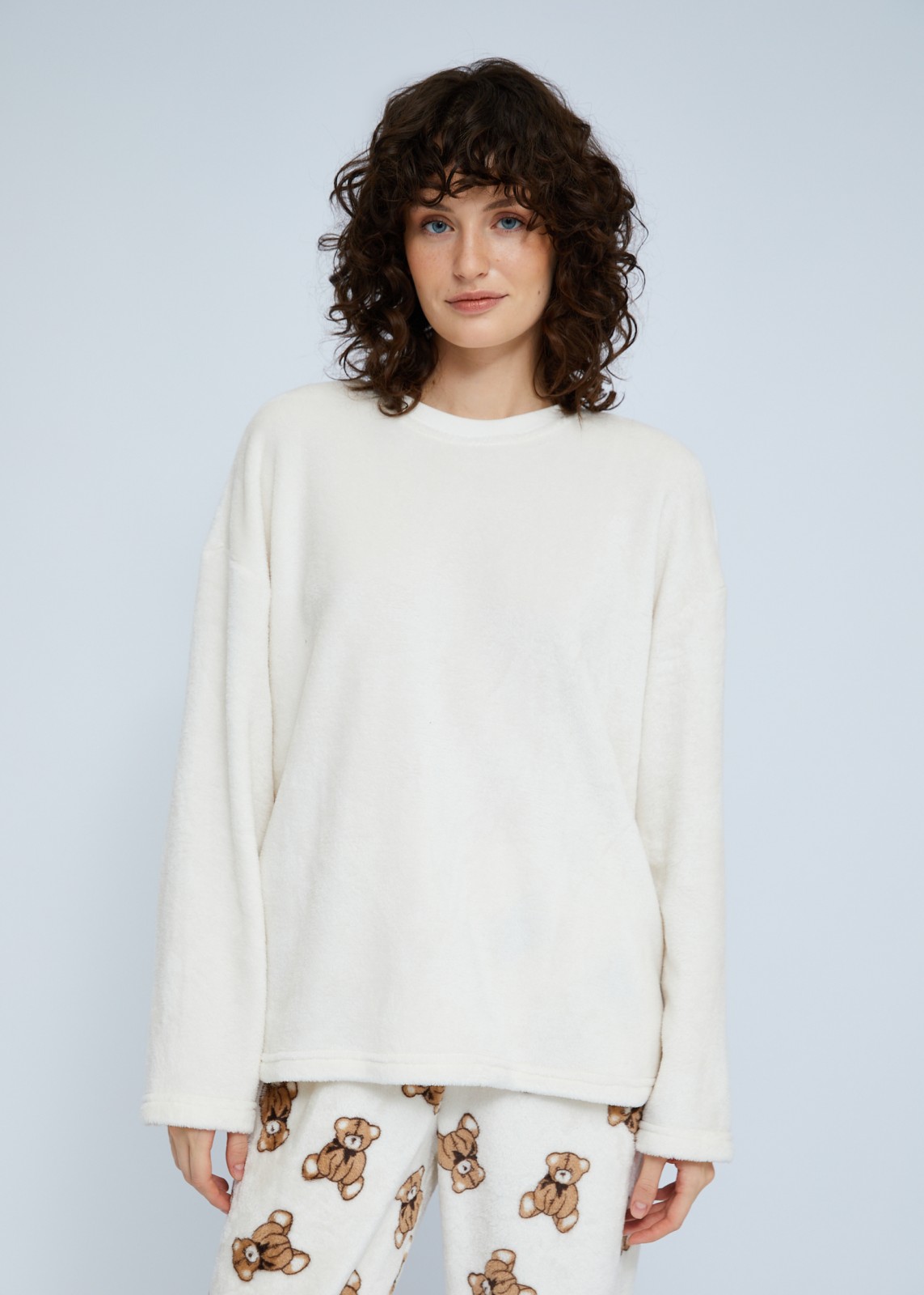 Домашний пижамный комплект из экомеха (свитшот и штаны)