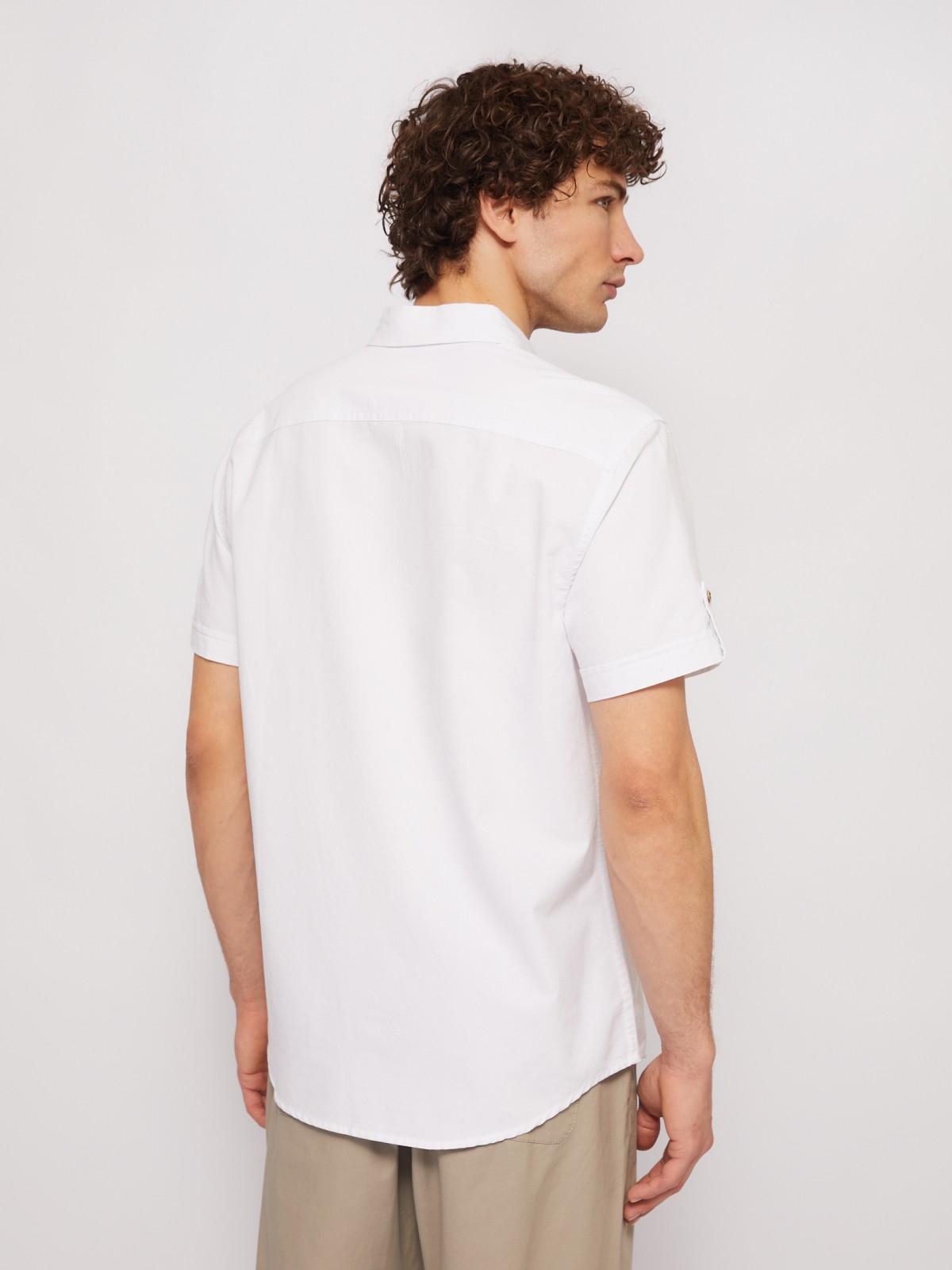 Рубашка из хлопка с коротким рукавом zolla 014222216063, цвет белый, размер L - фото 6