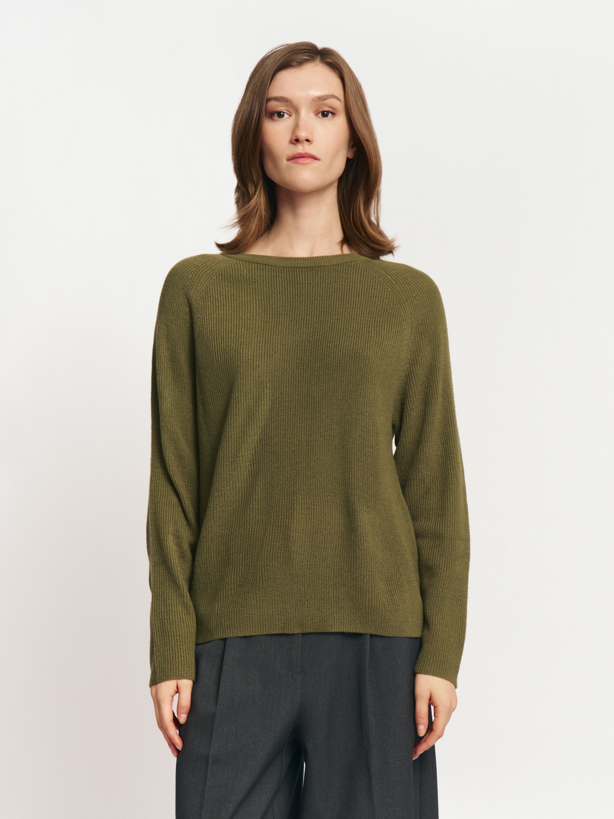 Вязаный джемпер из акрила с длинным рукавом