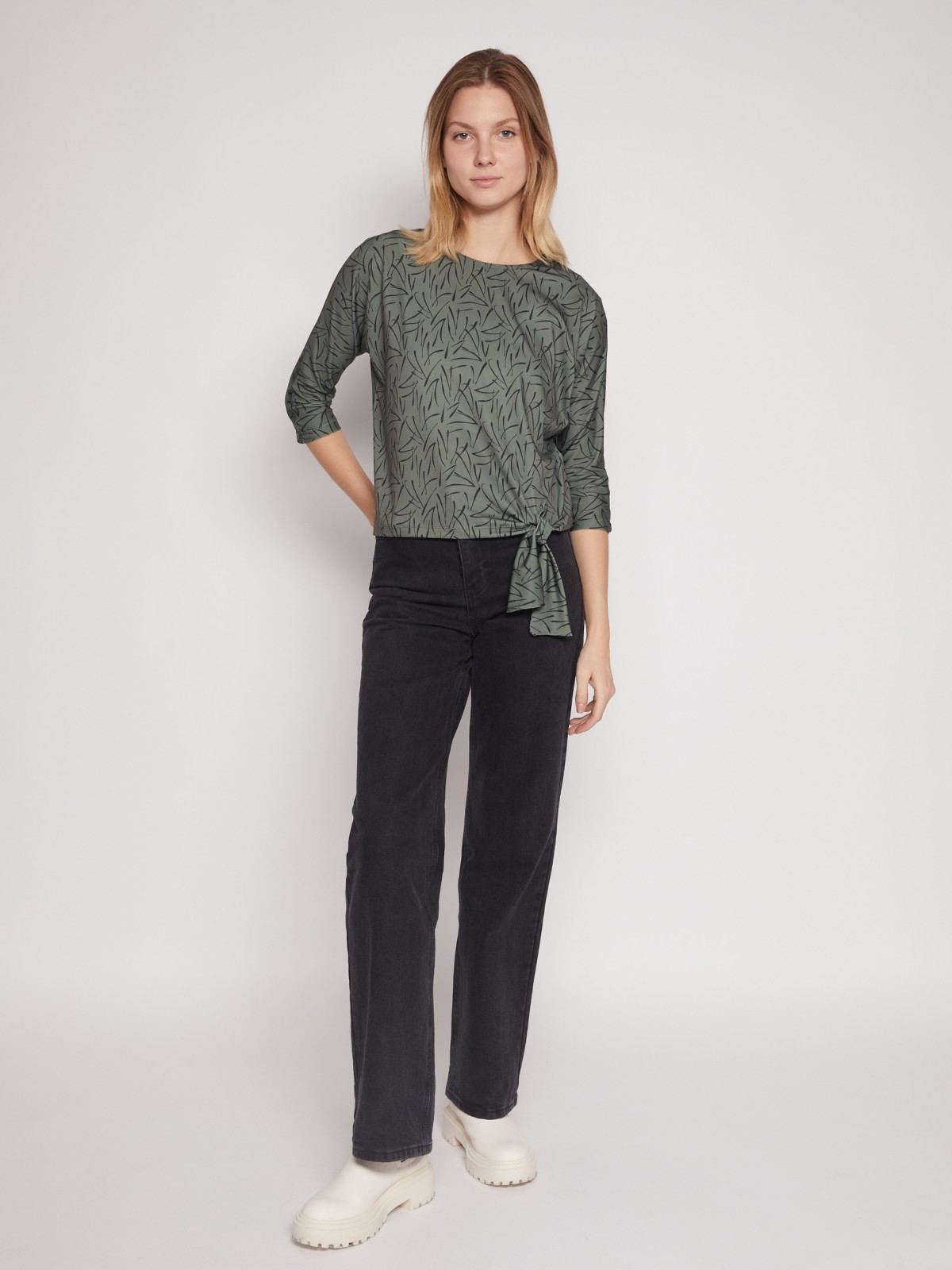 Трикотажная блузка с завязками