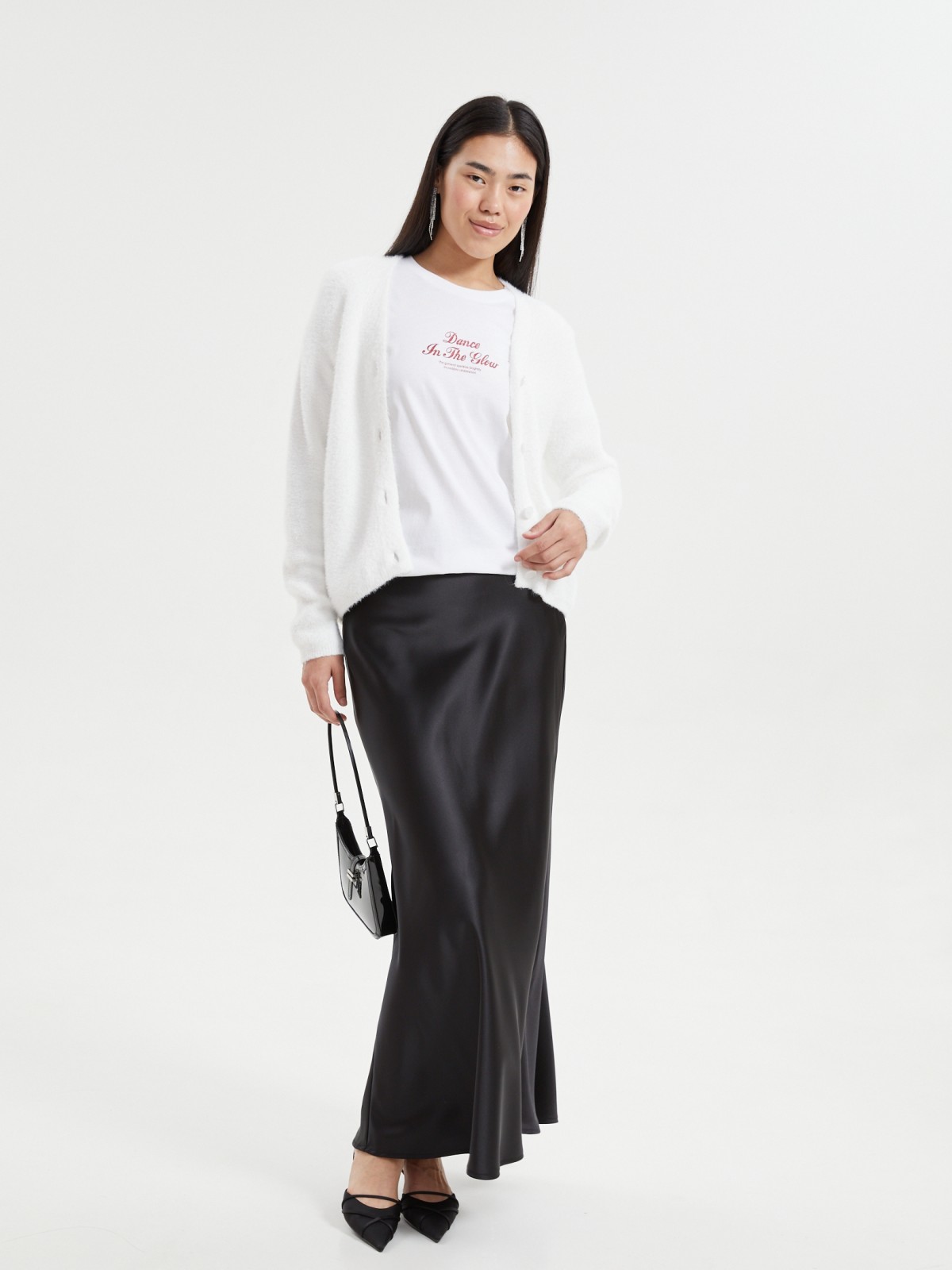 Атласная юбка годе макси