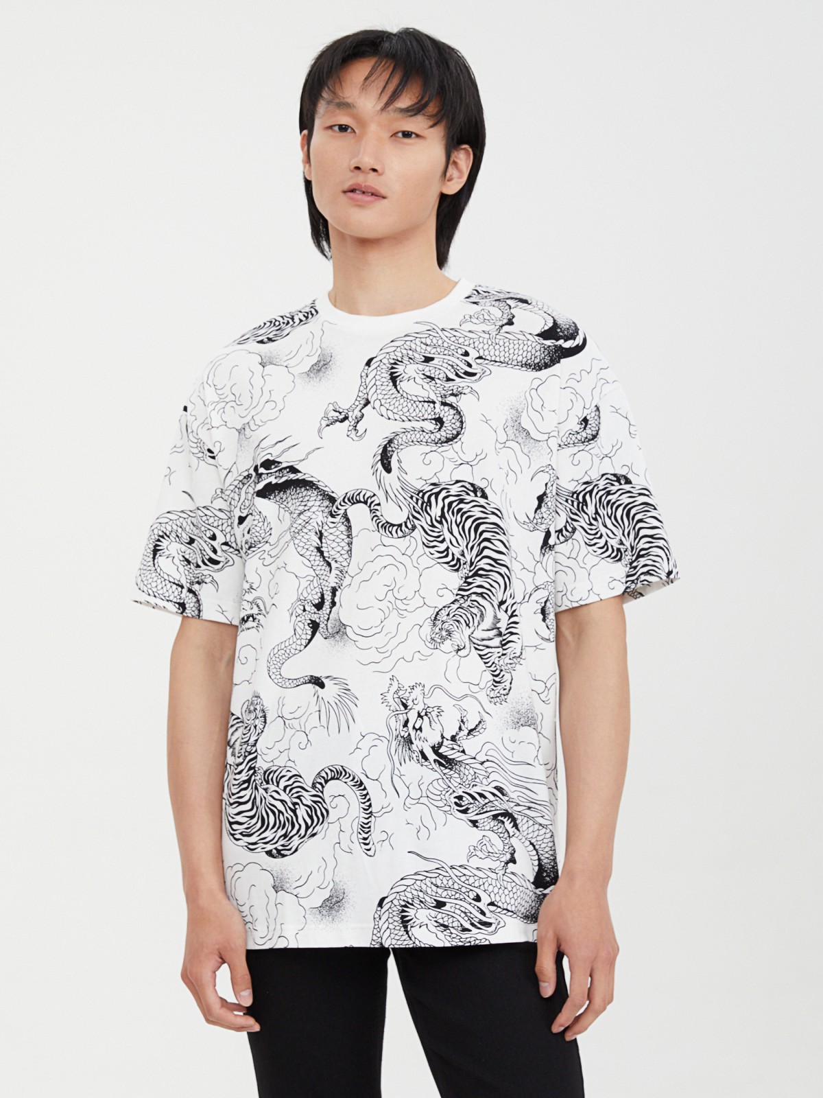 Футболка оверсайз из хлопка с принтом