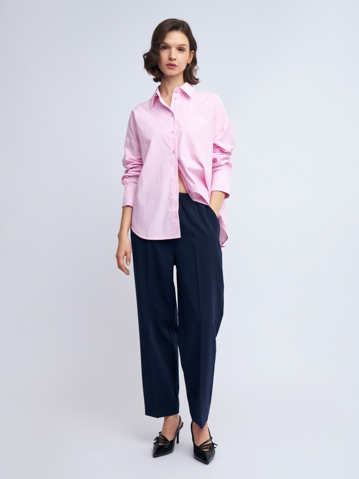 Рубашка оверсайз с узором в полоску