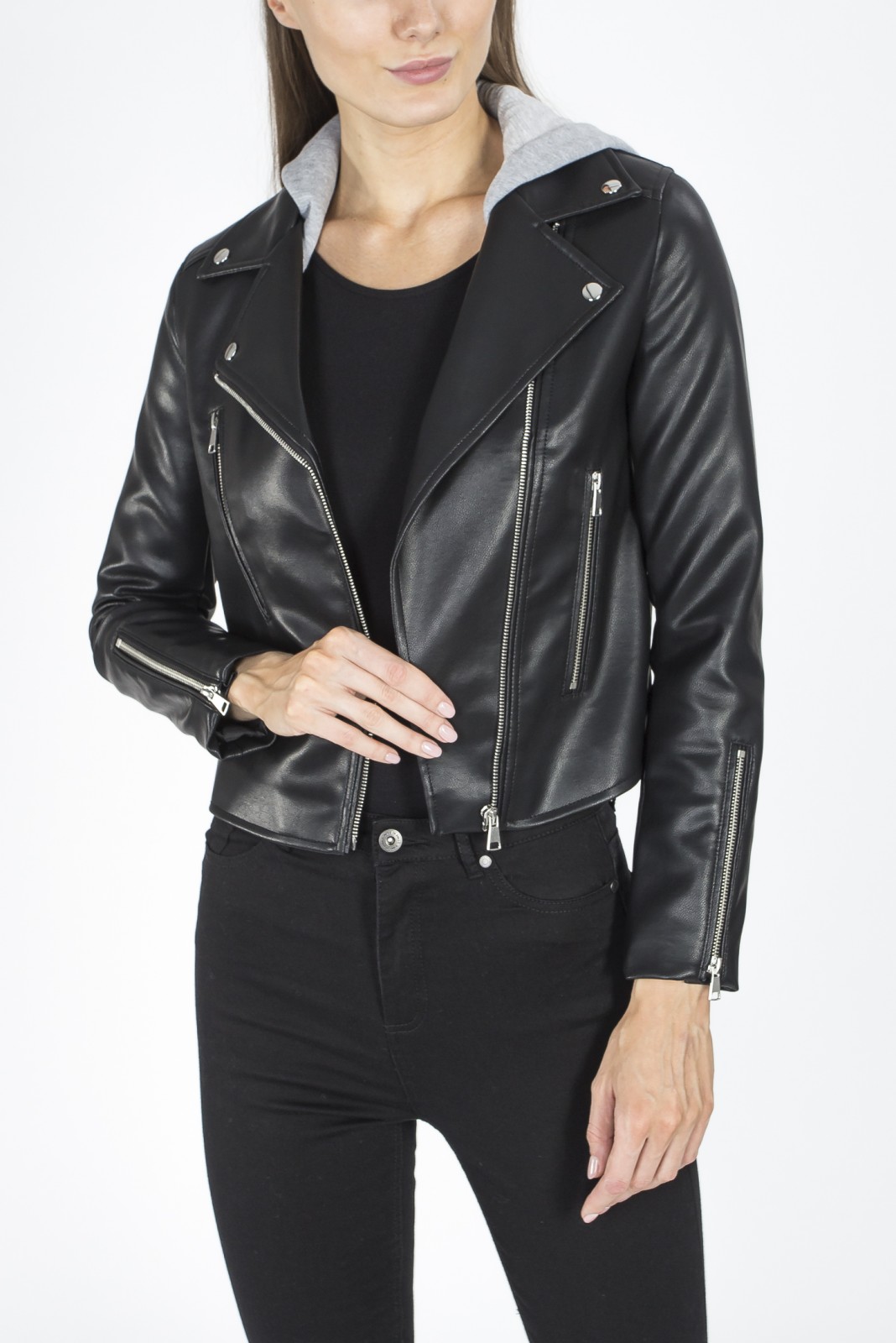 Куртка из искусственной кожи zolla 020215P50074, цвет черный, размер XS