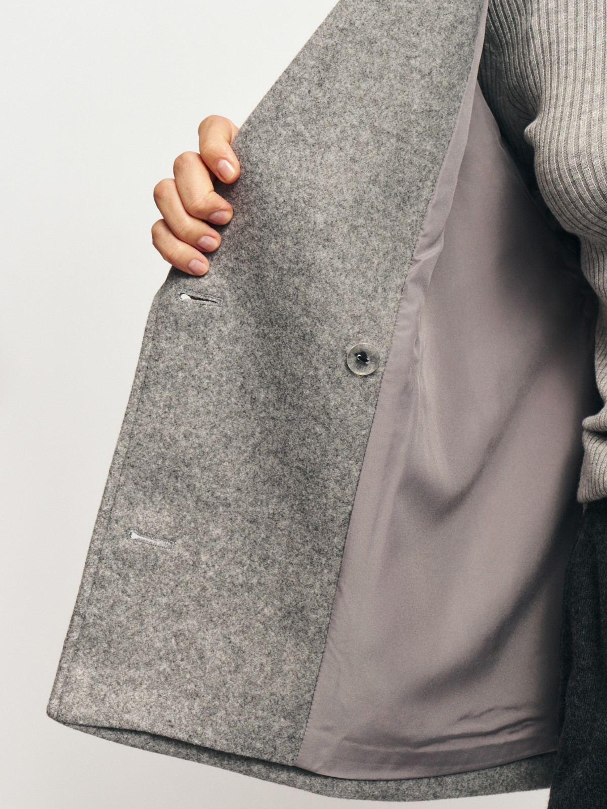 Тёплое пальто-пиджак двубортное