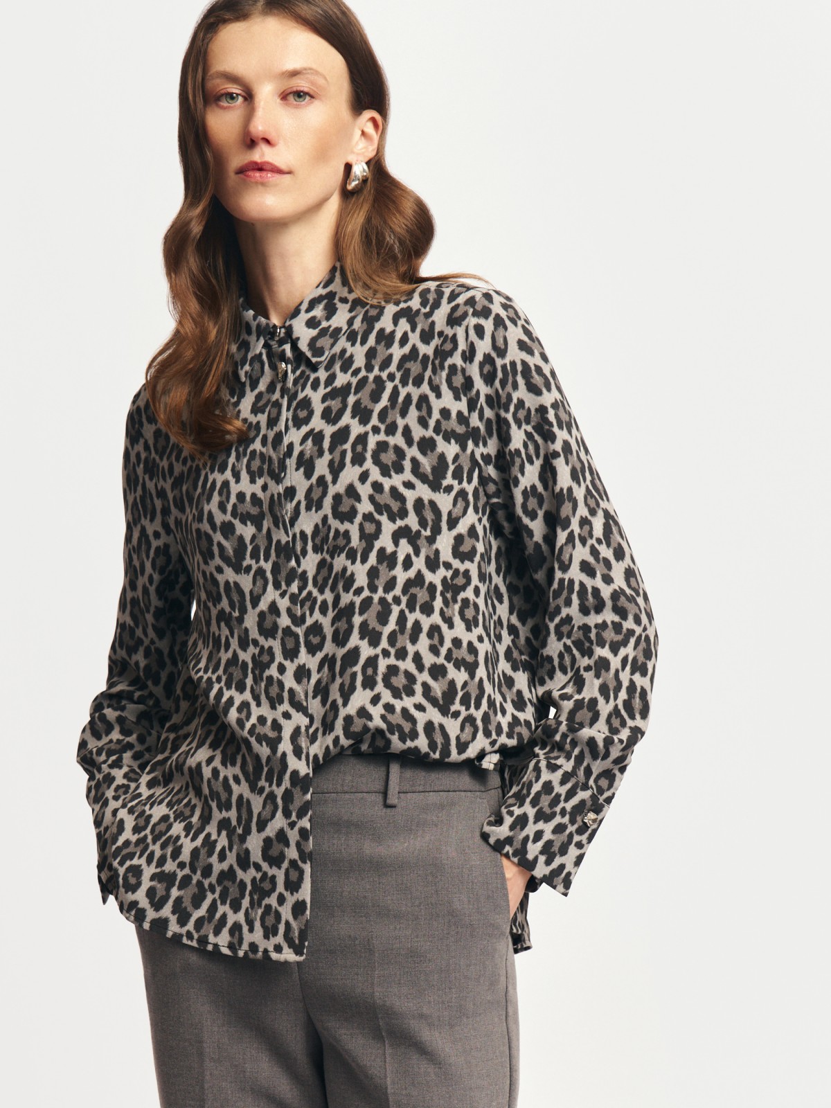 Леопардовая рубашка прямого фасона