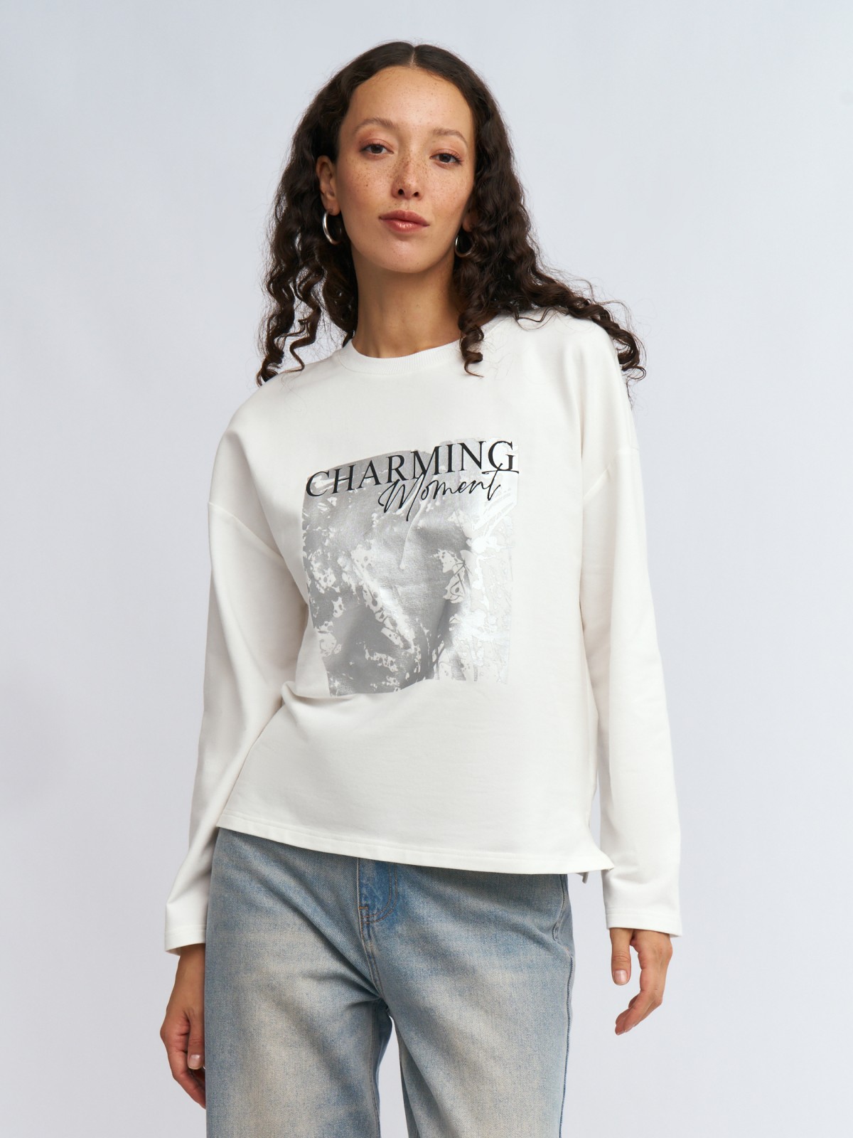 Трикотажный лонгслив с принтом