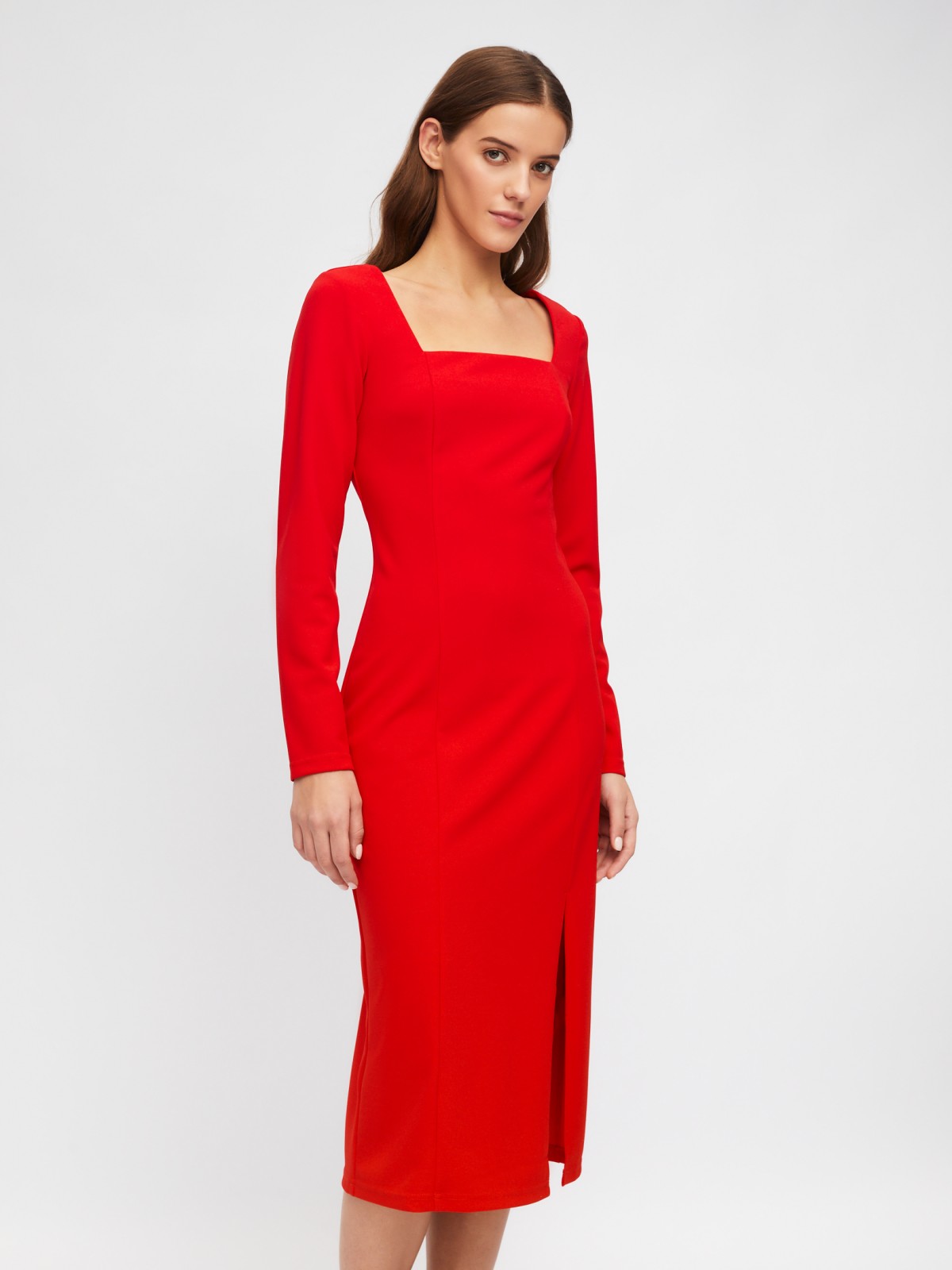 Платье-футляр с разрезом на подоле zolla 223458139161, цвет красный, размер XS