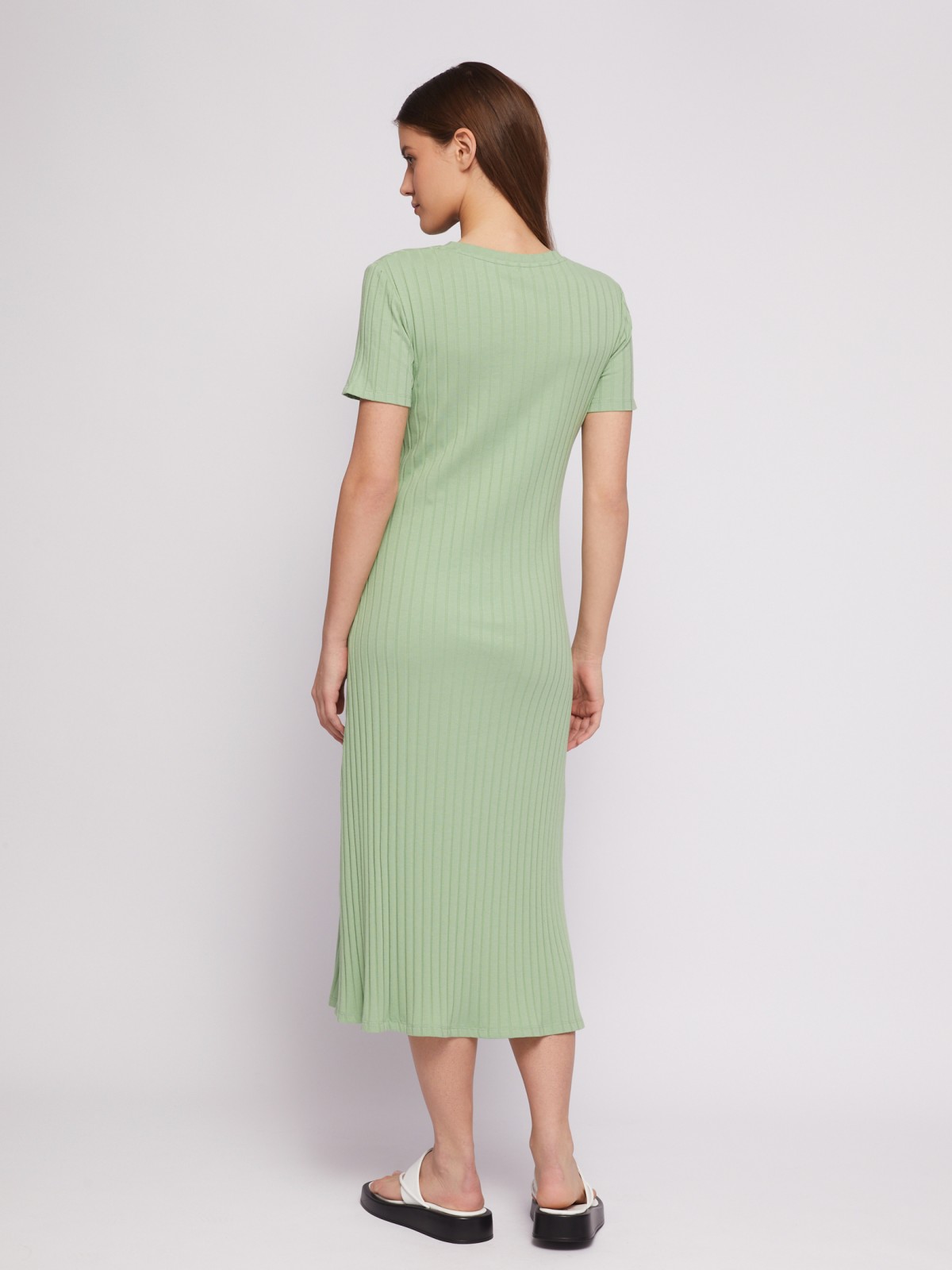 Платье-футболка миди с коротким рукавом zolla N24218139133, цвет светло-зеленый, размер XS - фото 6