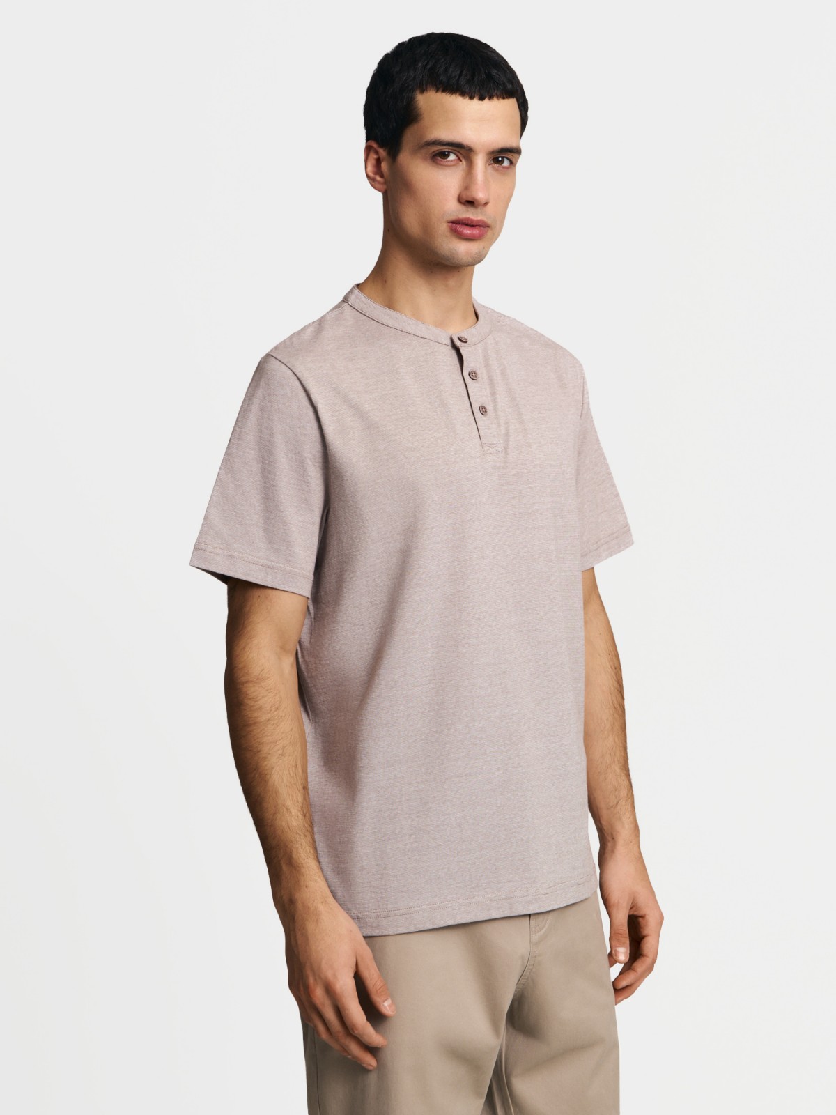 Футболка хенли из хлопка в полоску