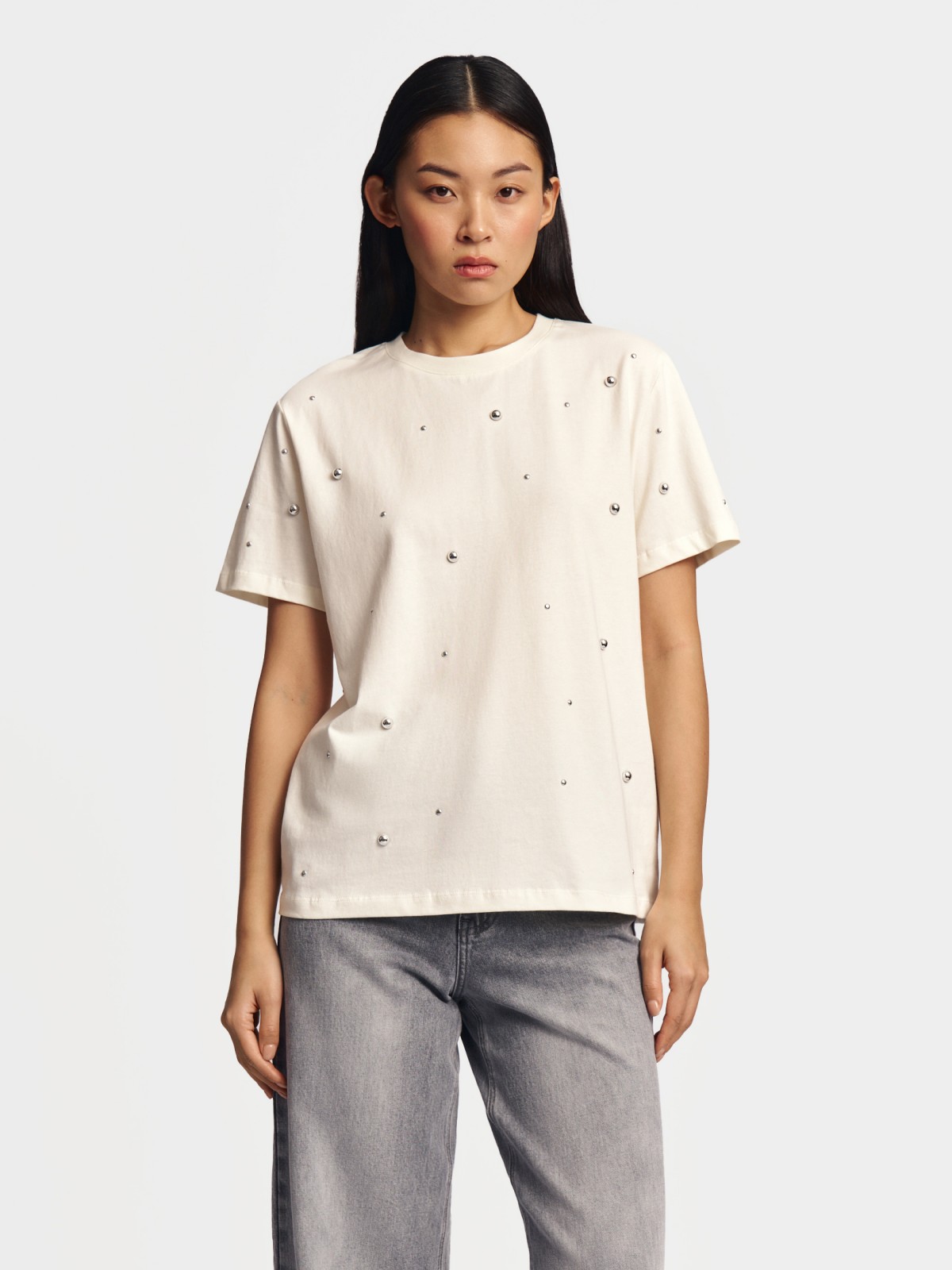 Футболка оверсайз из хлопка с декором