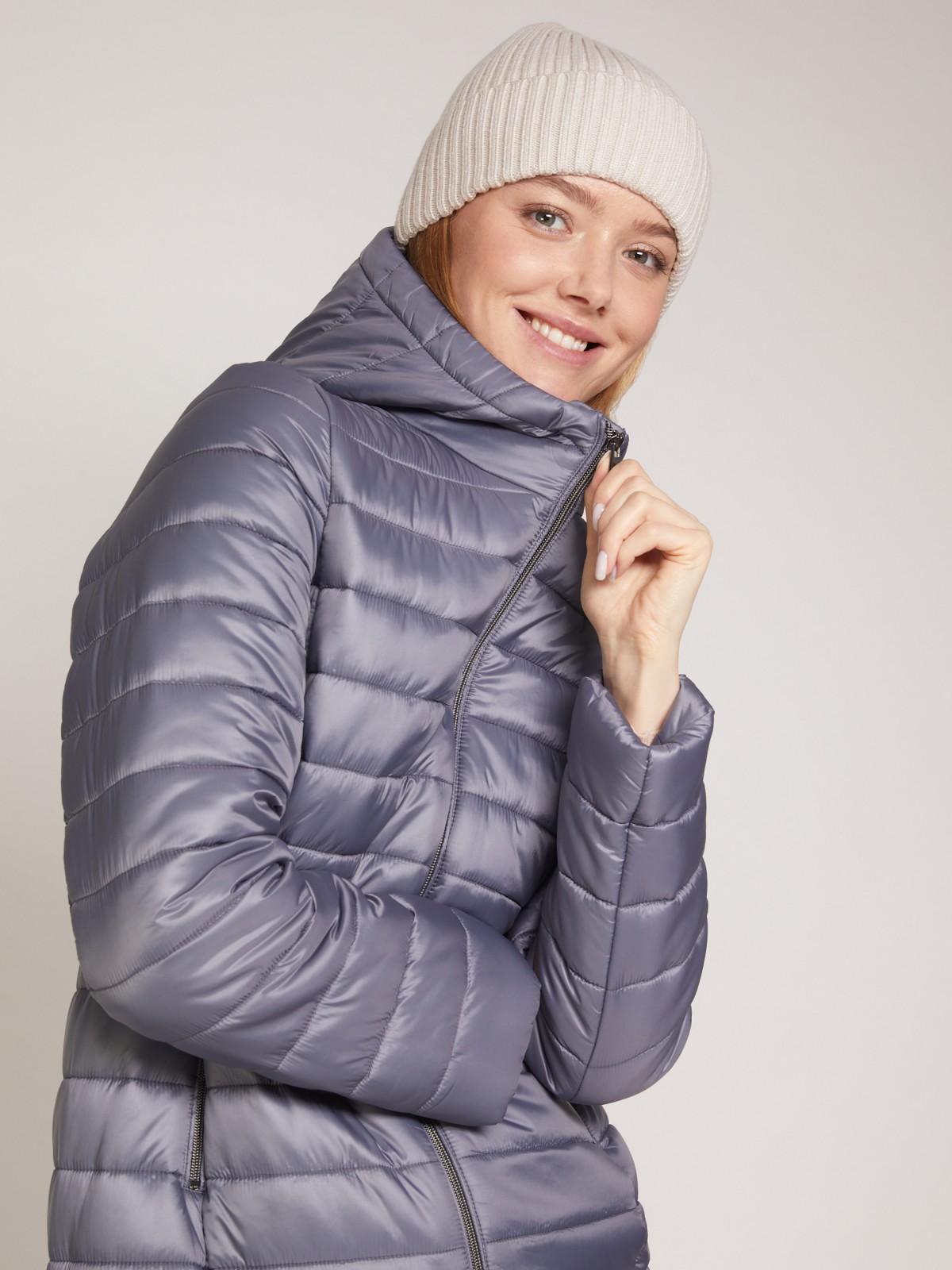Утеплённое пальто прямого силуэта с капюшоном zolla 021335212024, цвет темно-серый, размер XS - фото 4