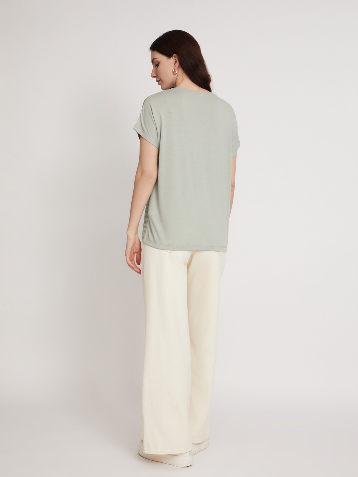 Топ-блузка с блеском zolla 023233226013, цвет светло-зеленый, размер XS - фото 6