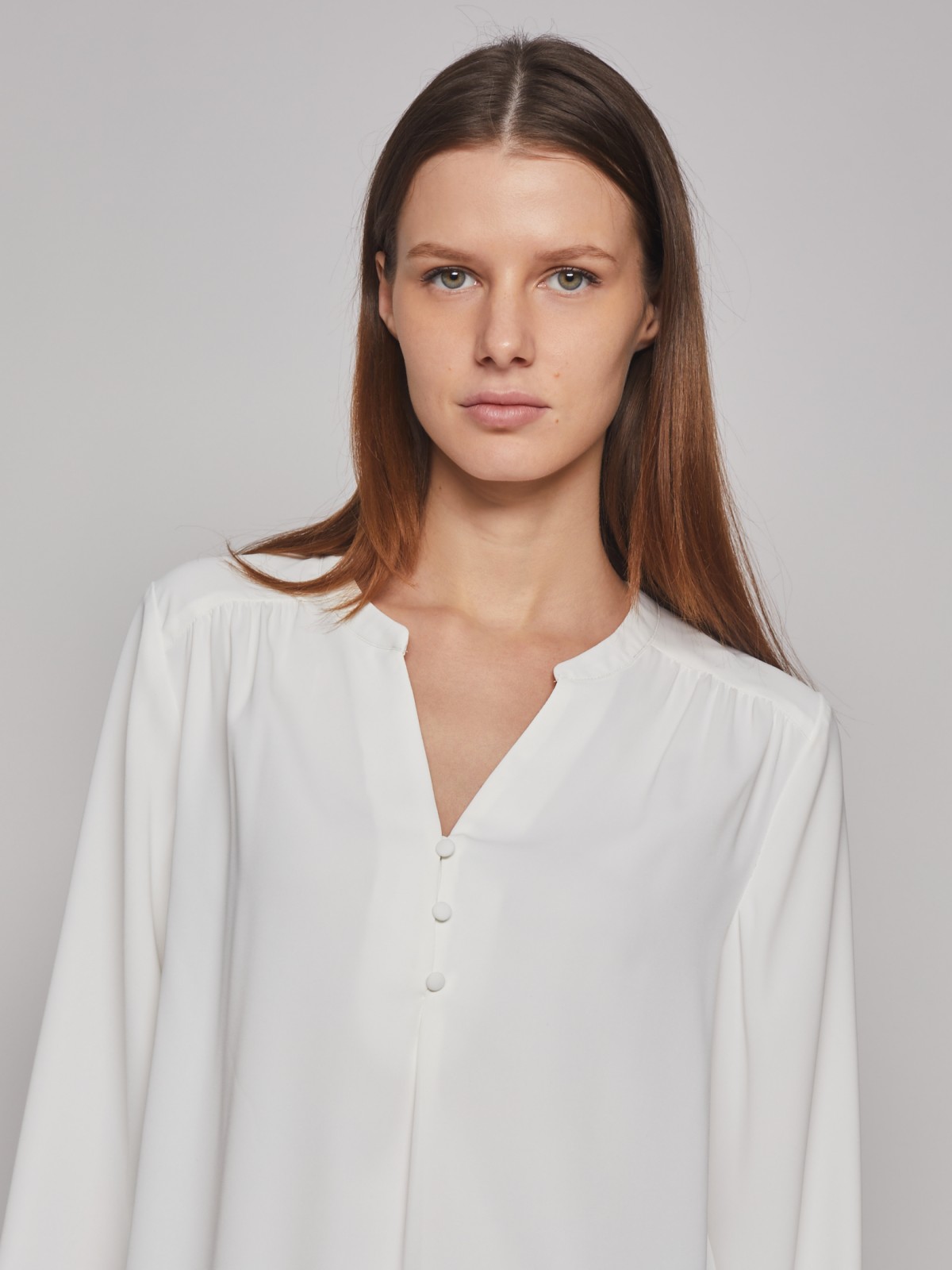Блузка с длинным рукавом zolla 023121159202, цвет молоко, размер XS - фото 3