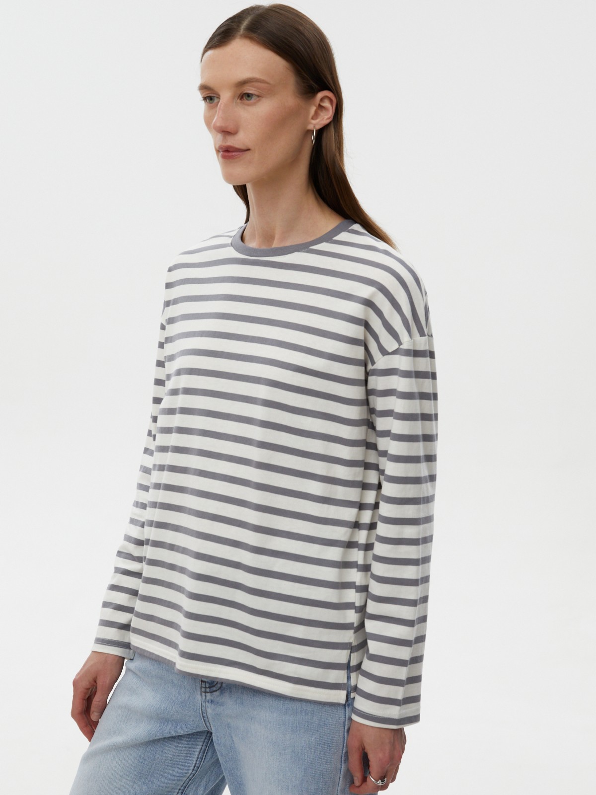 Лонгслив-тельняшка с узором в полоску из хлопка