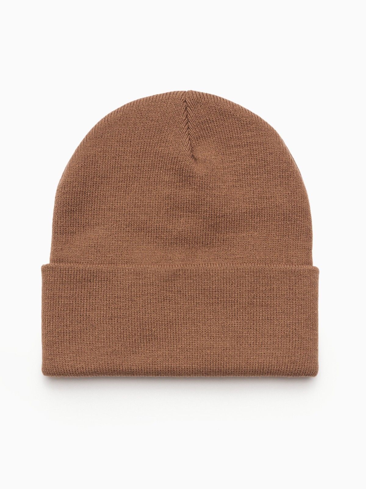 Тёплая шапка-бини из акрила с отворотом