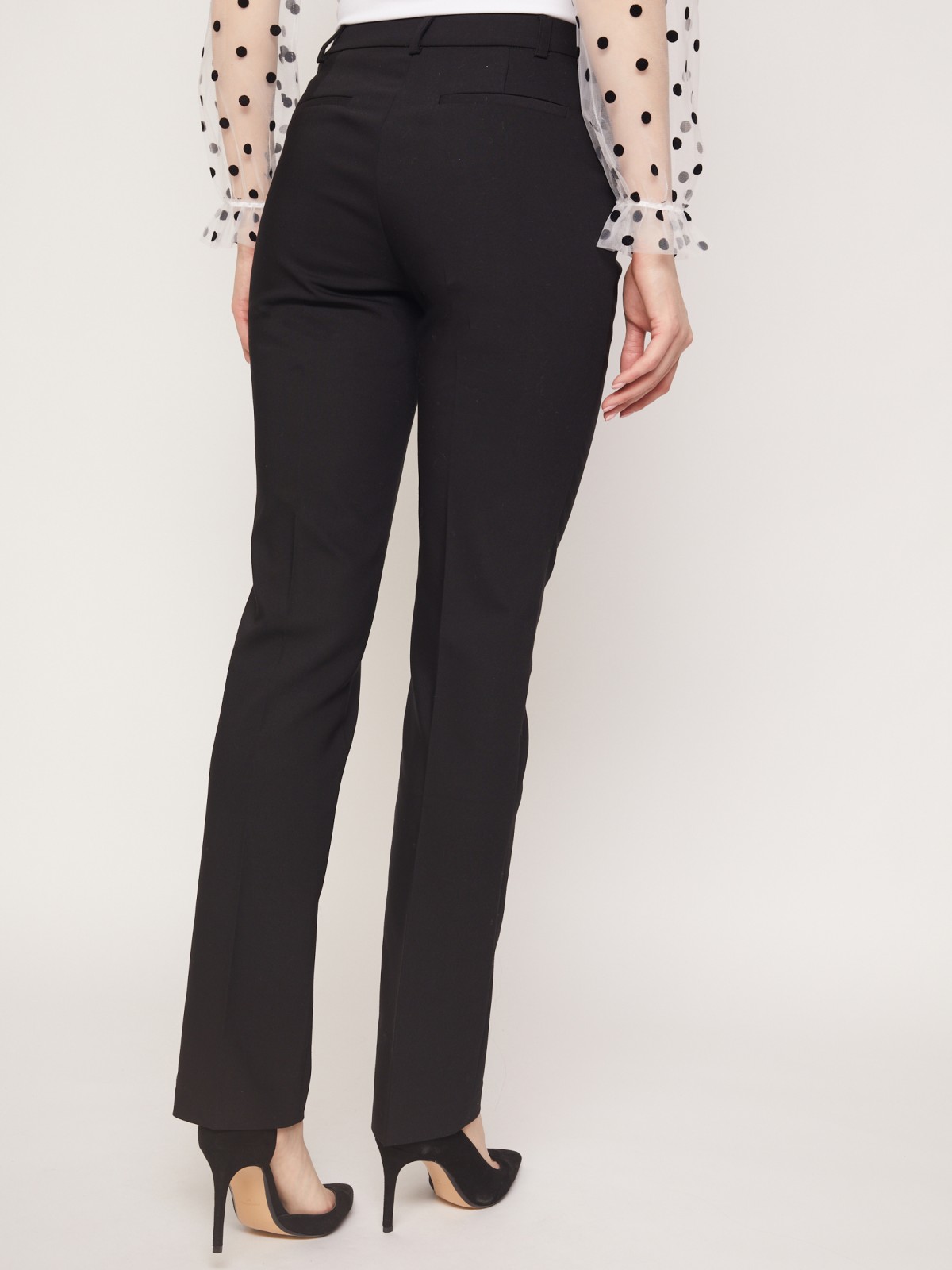 Классические брюки прямого силуэта zolla 221327357072, цвет черный, размер XS - фото 5