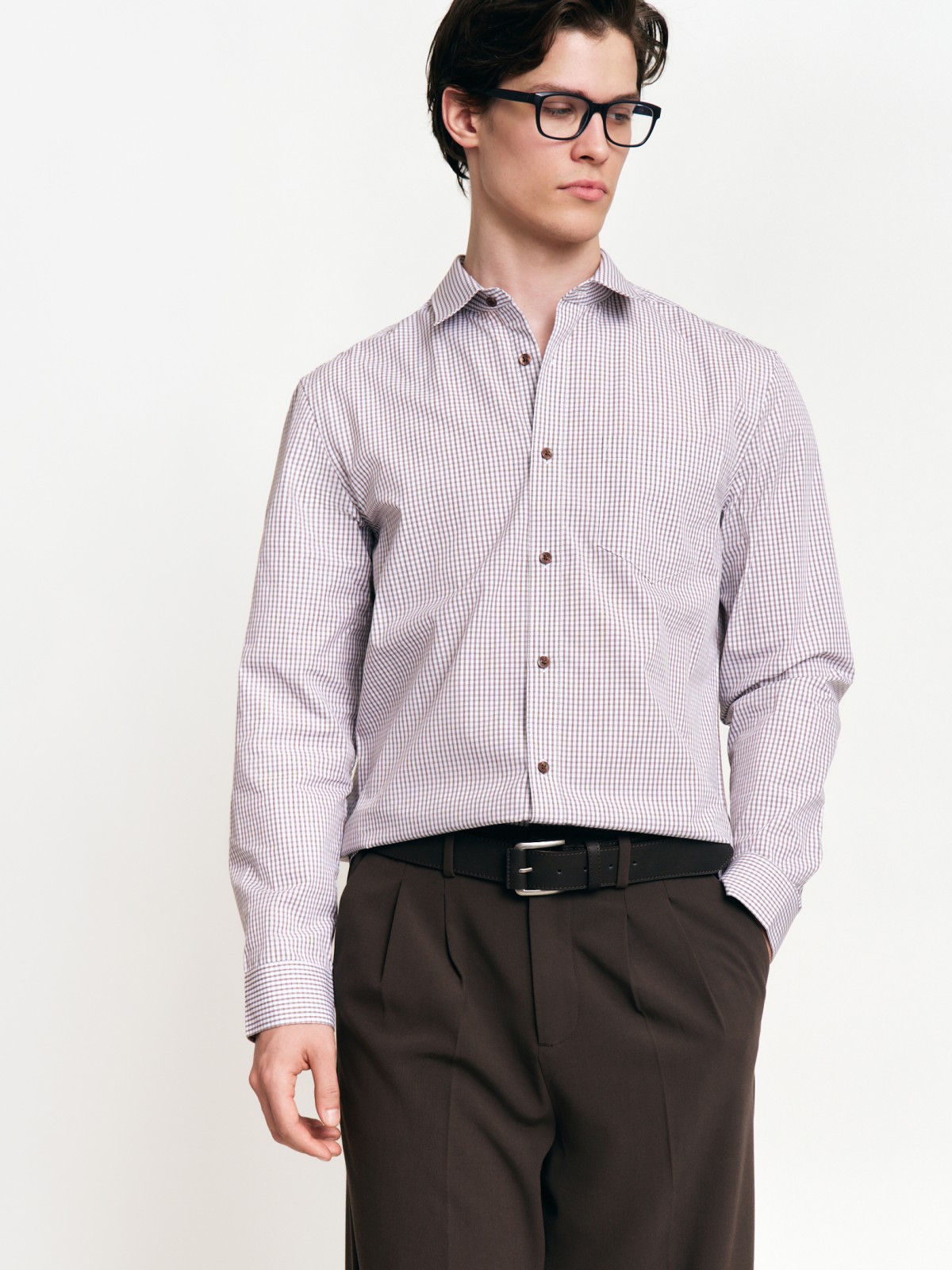 Рубашка в клетку с длинным рукавом