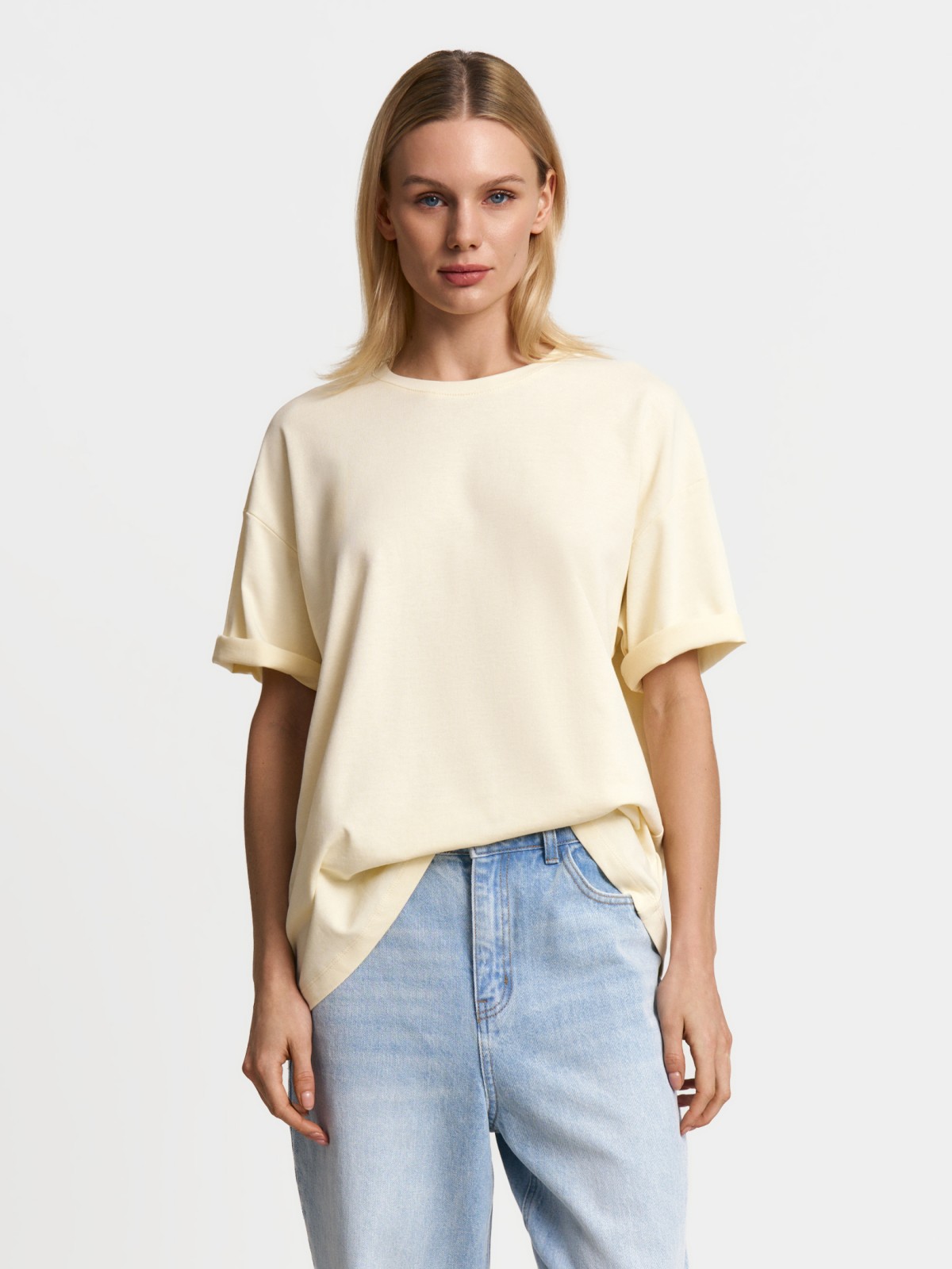 Футболка оверсайз из хлопка однотонная