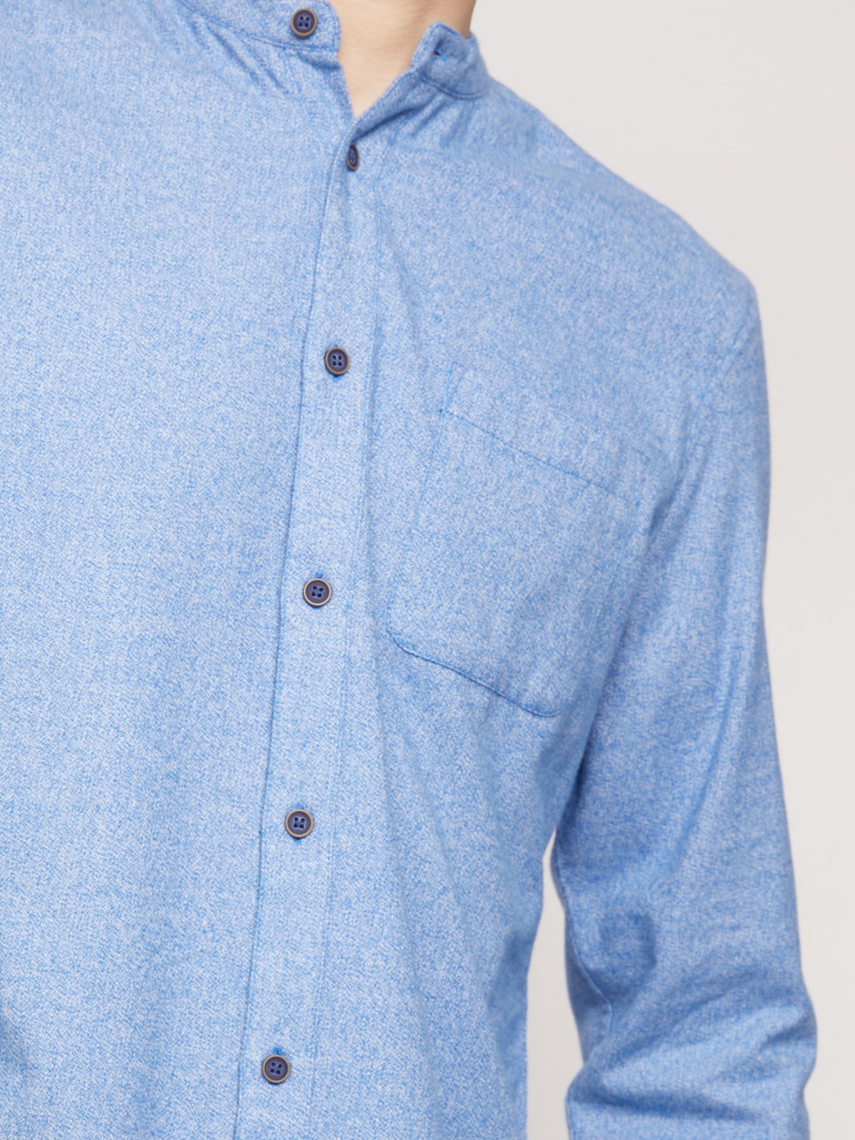 Фланелевая рубашка с воротником-стойкой zolla 211342191021, цвет голубой, размер S - фото 6