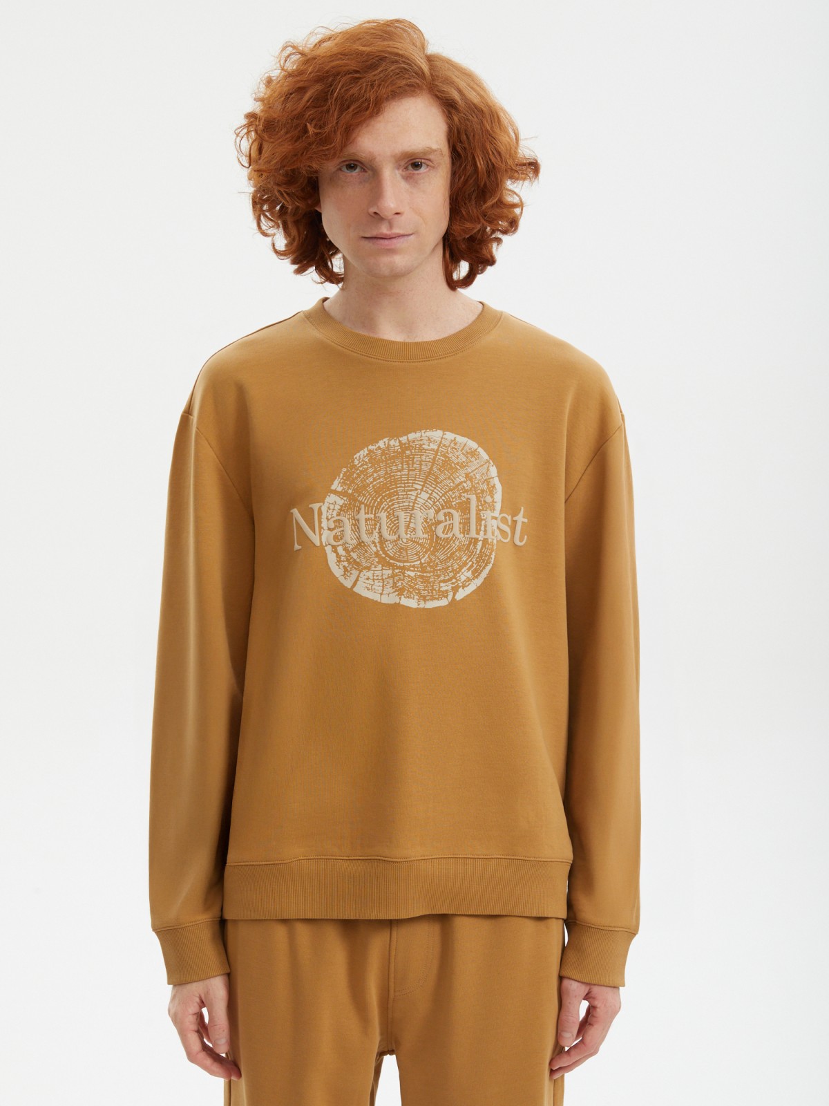 Свитшот из хлопка с принтом-надписью