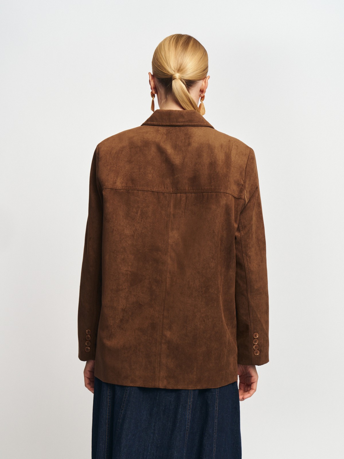 Однобортный замшевый жакет