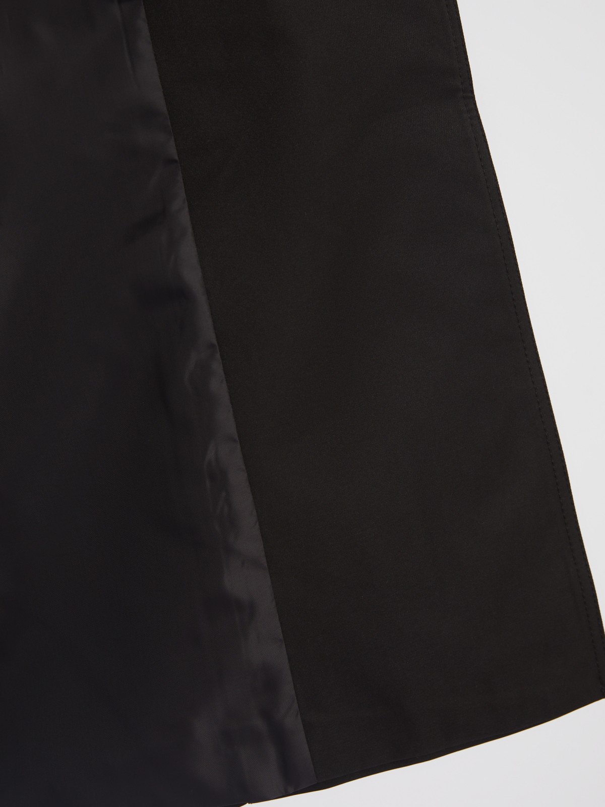 Двубортный тренчкот с акцентной кокеткой и поясом zolla 023315739034, цвет черный, размер M - фото 5