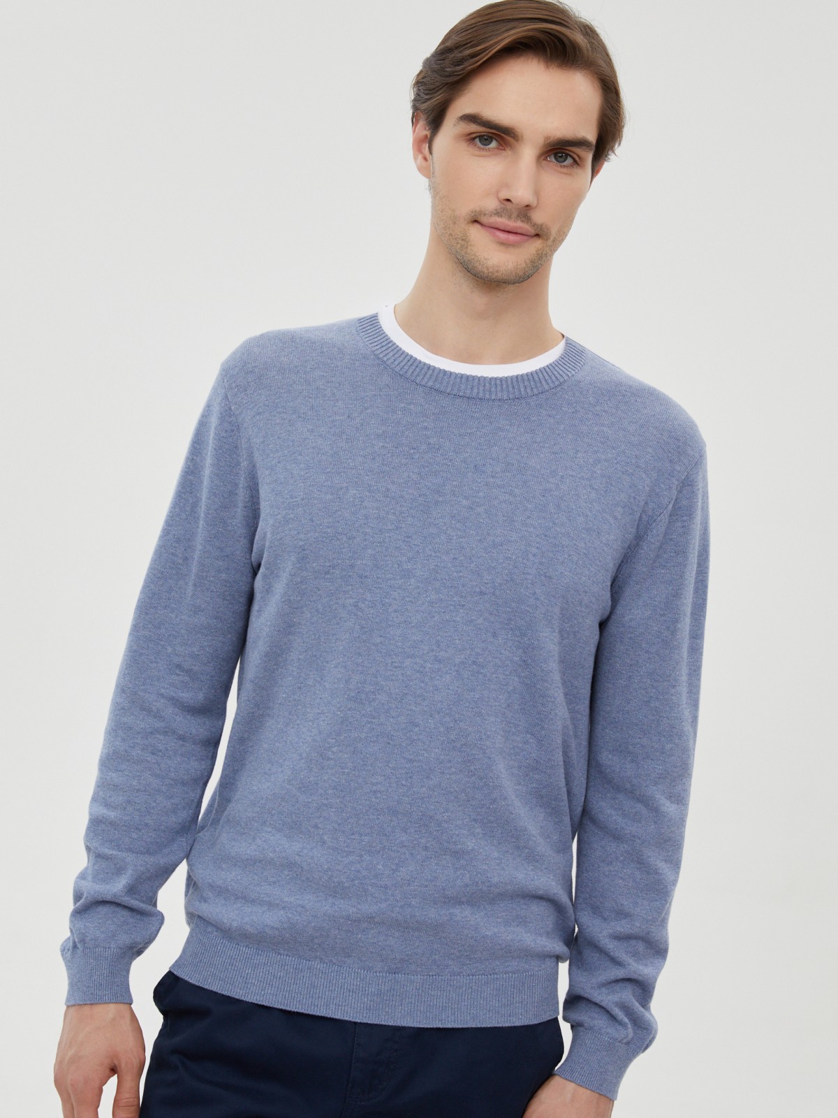 Тонкий трикотажный джемпер из хлопка с длинным рукавом