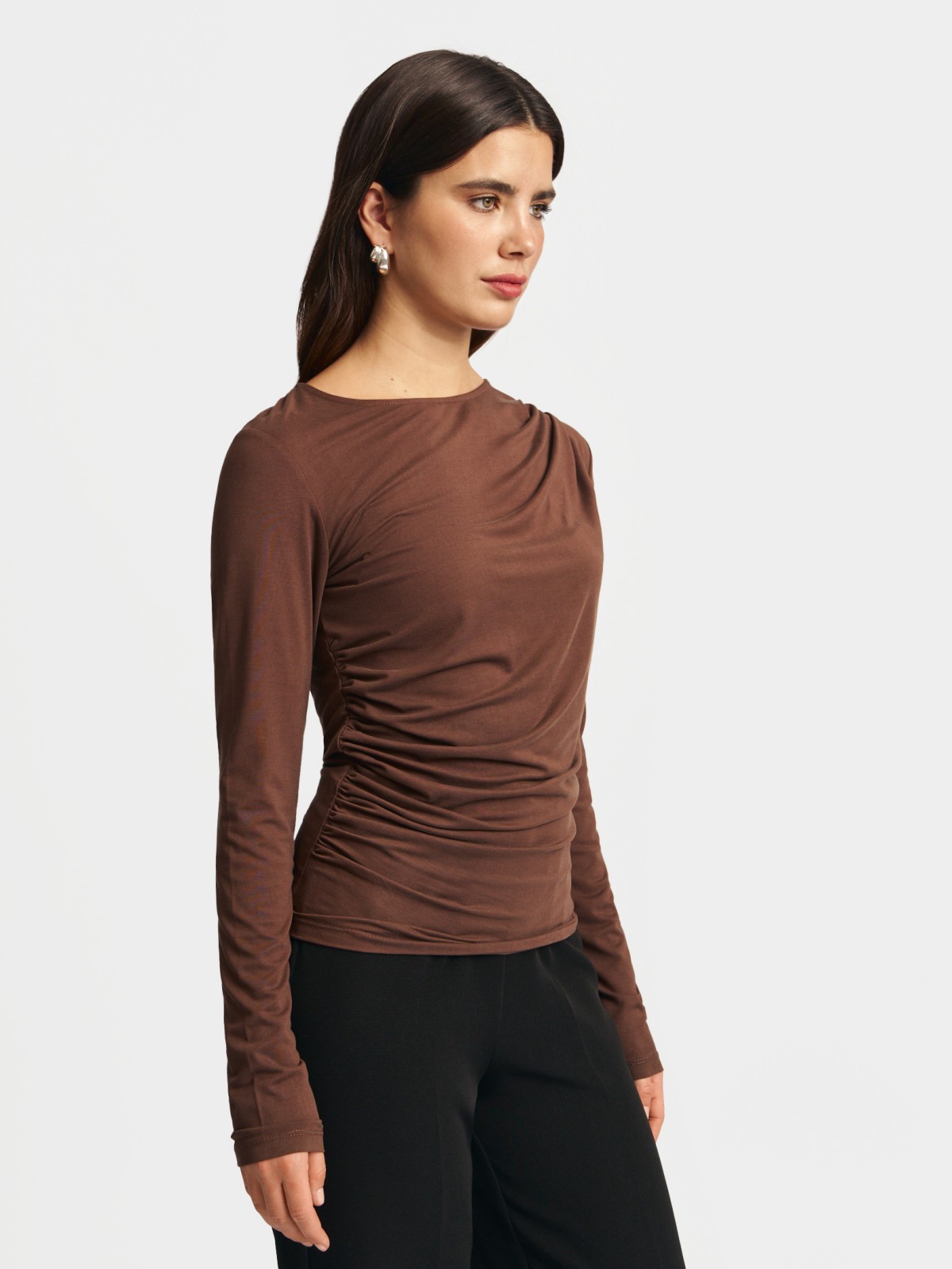 Трикотажный топ-лонгслив с драпировкой