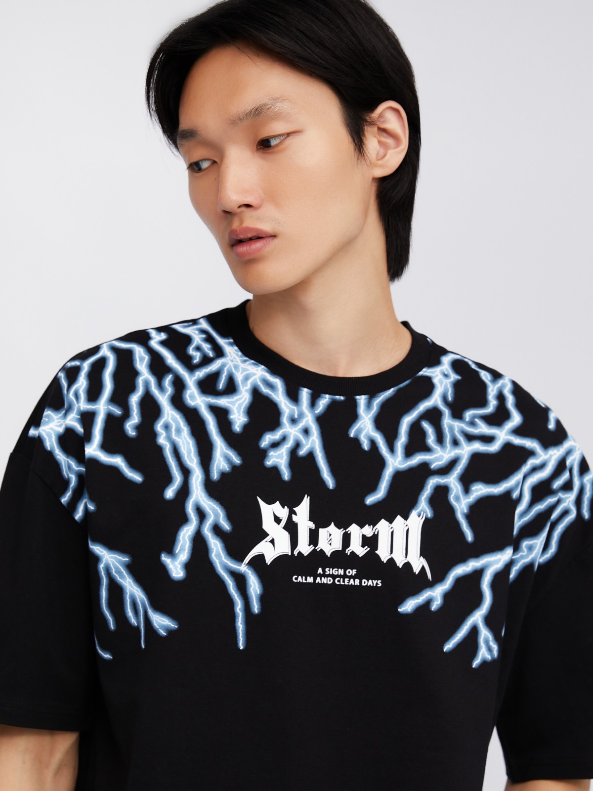 Футболка оверсайз силуэта из хлопка с принтом