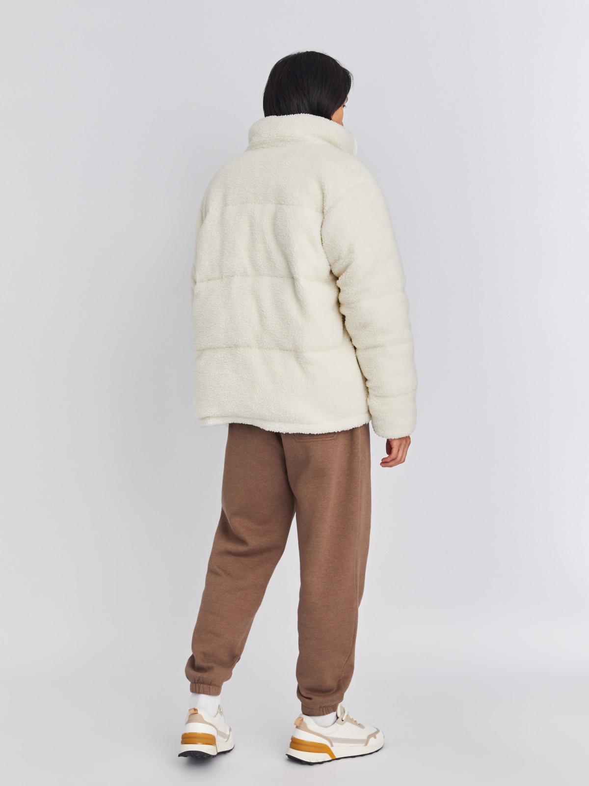 Тёплая куртка из экомеха с воротником-стойкой zolla 013425502024, цвет молоко, размер S/M - фото 6