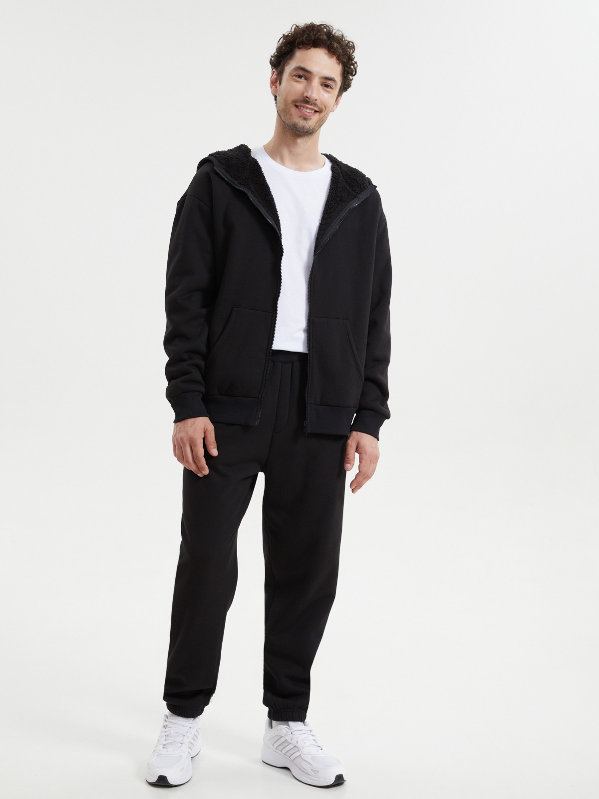 Тёплые трикотажные брюки-джоггеры с экомехом