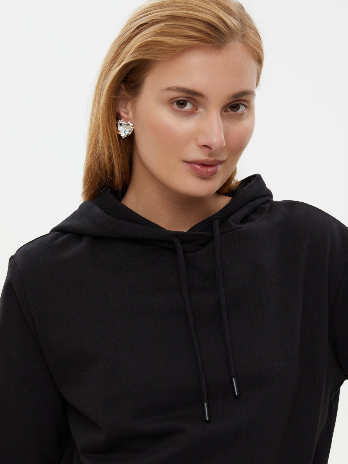 Утеплённый худи из хлопка с начёсом и капюшоном