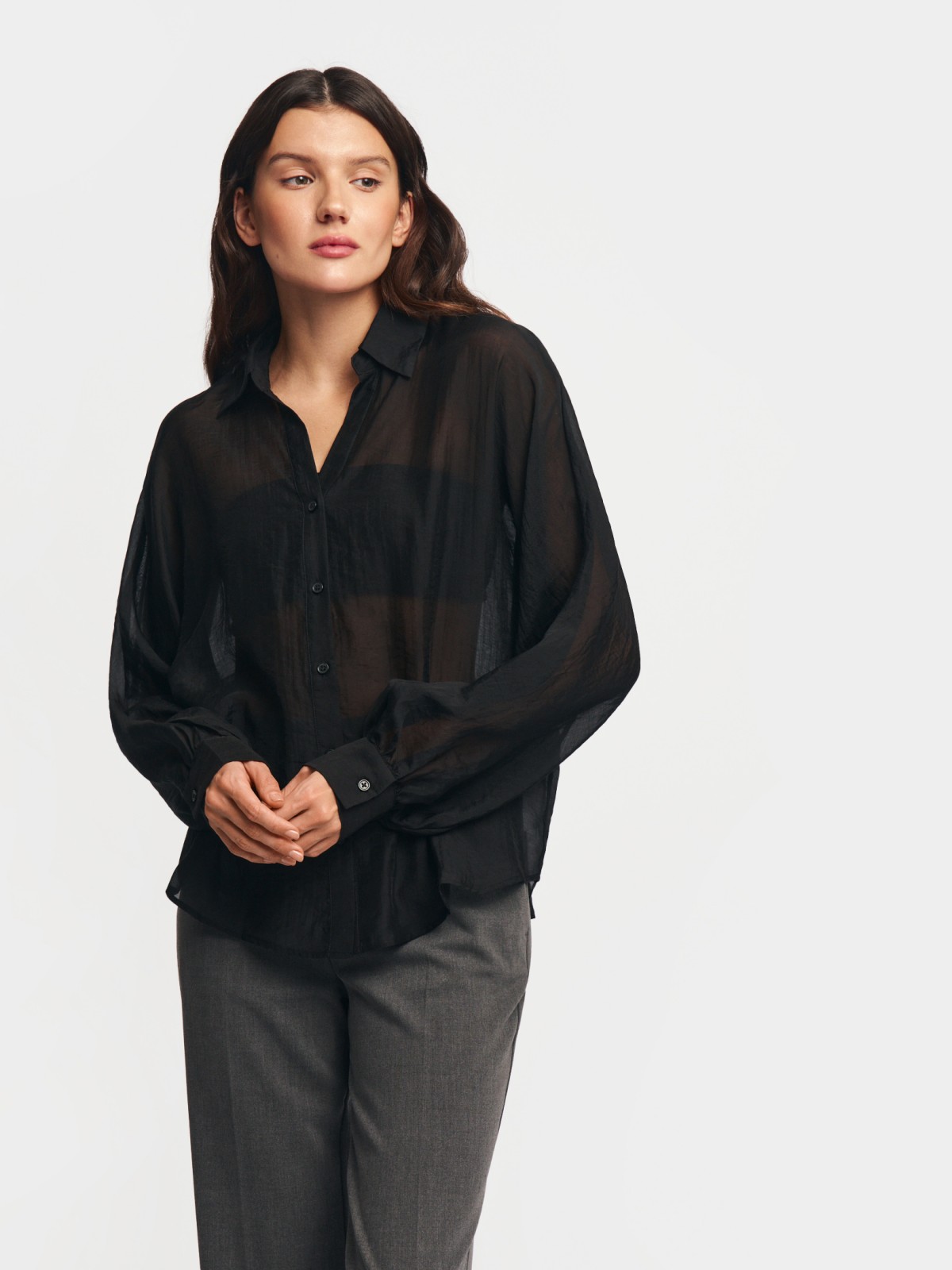 Полупрозрачная рубашка оверсайз