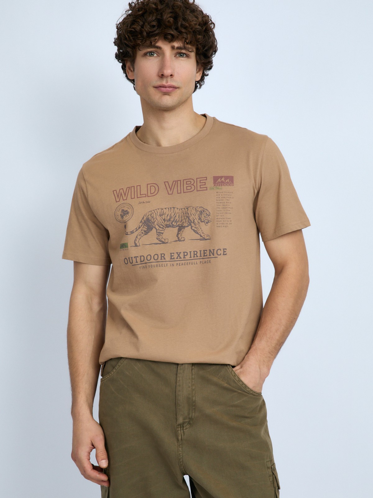 Футболка из хлопка с принтом и надписью