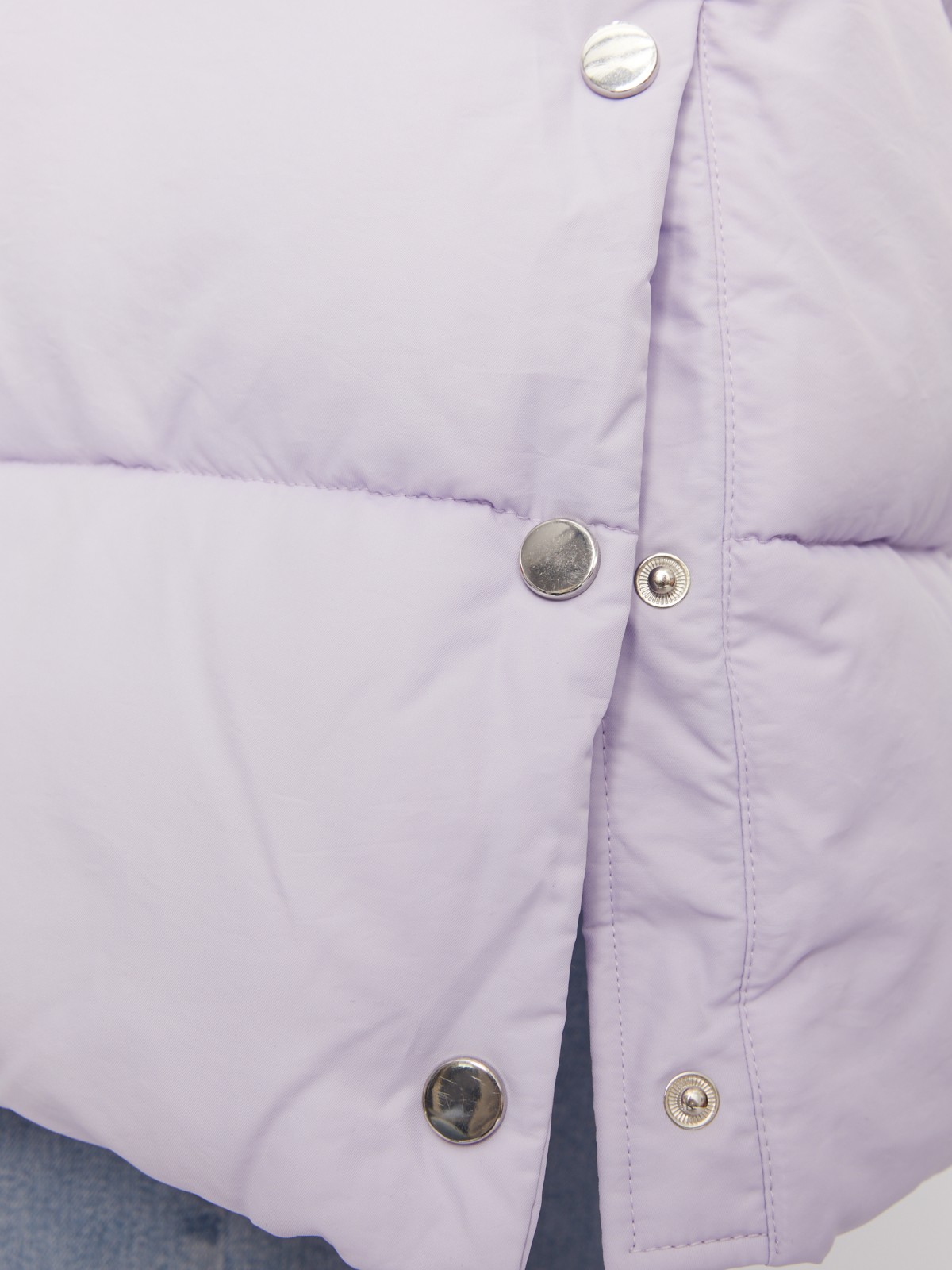 Тёплая куртка-пальто с капюшоном и боковыми шлицами на кнопках zolla 023425202074, цвет лиловый, размер XS - фото 6