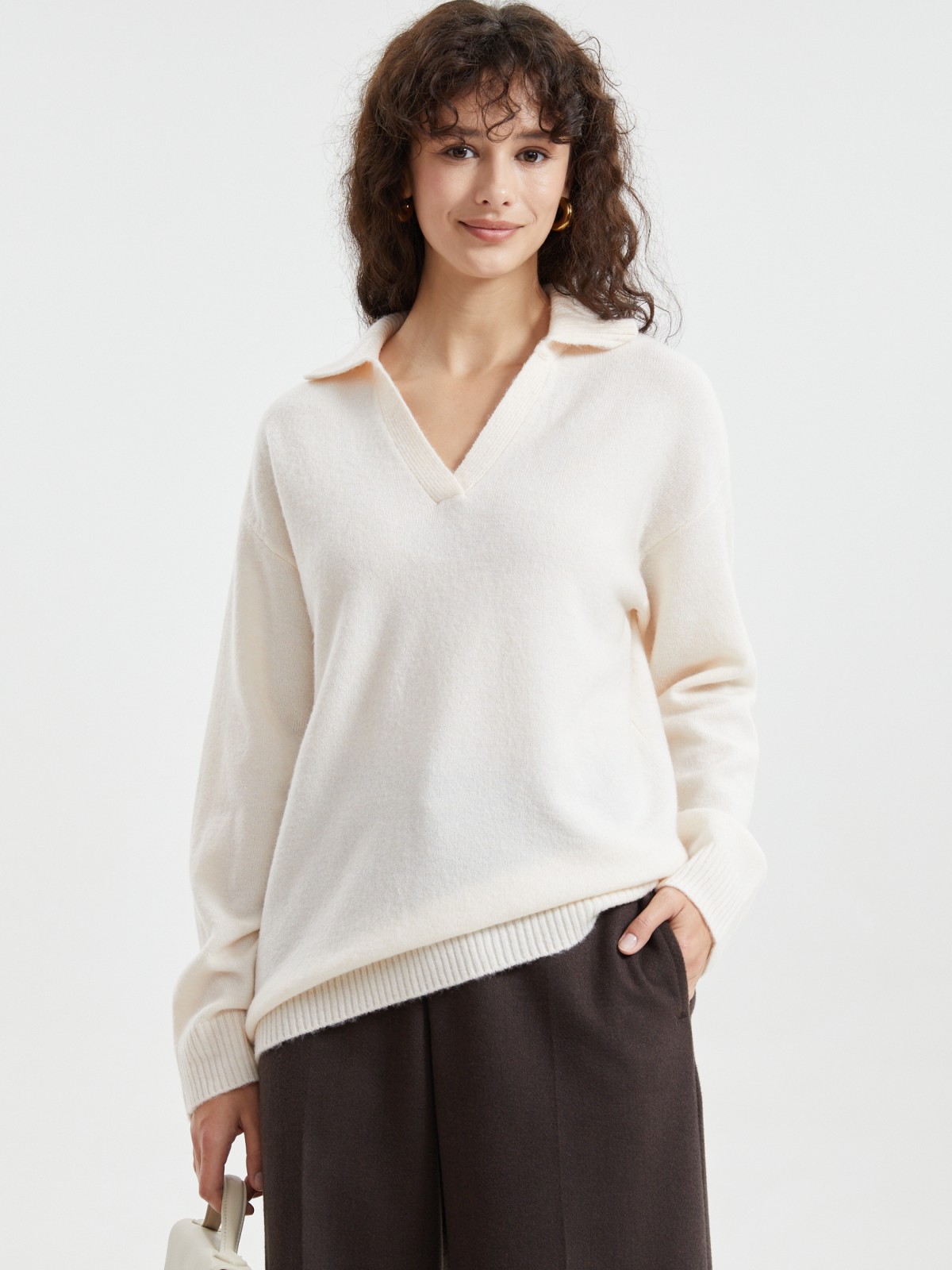 Вязаный джемпер с воротником поло