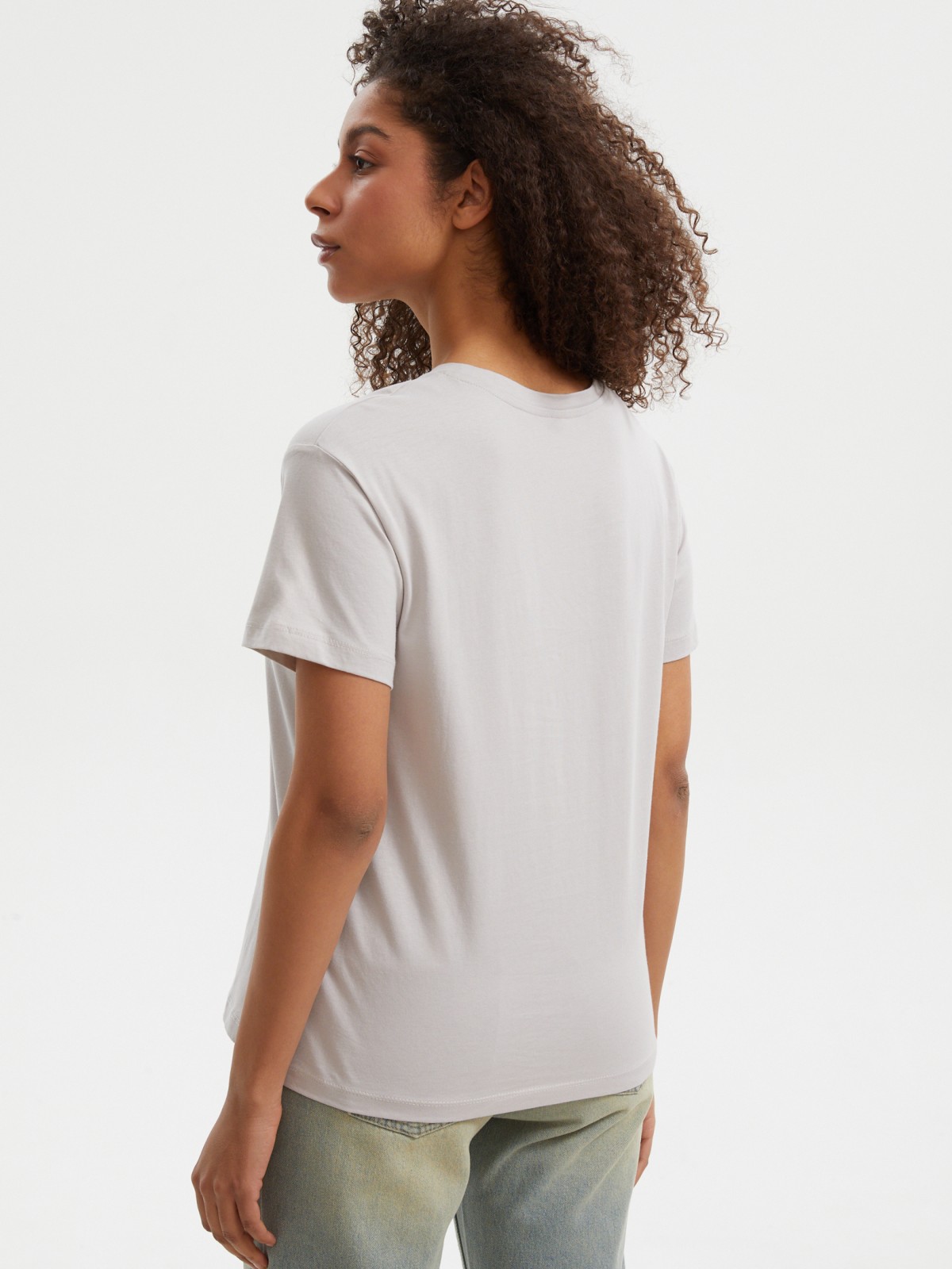 Футболка из хлопка с цветочным принтом и надписью