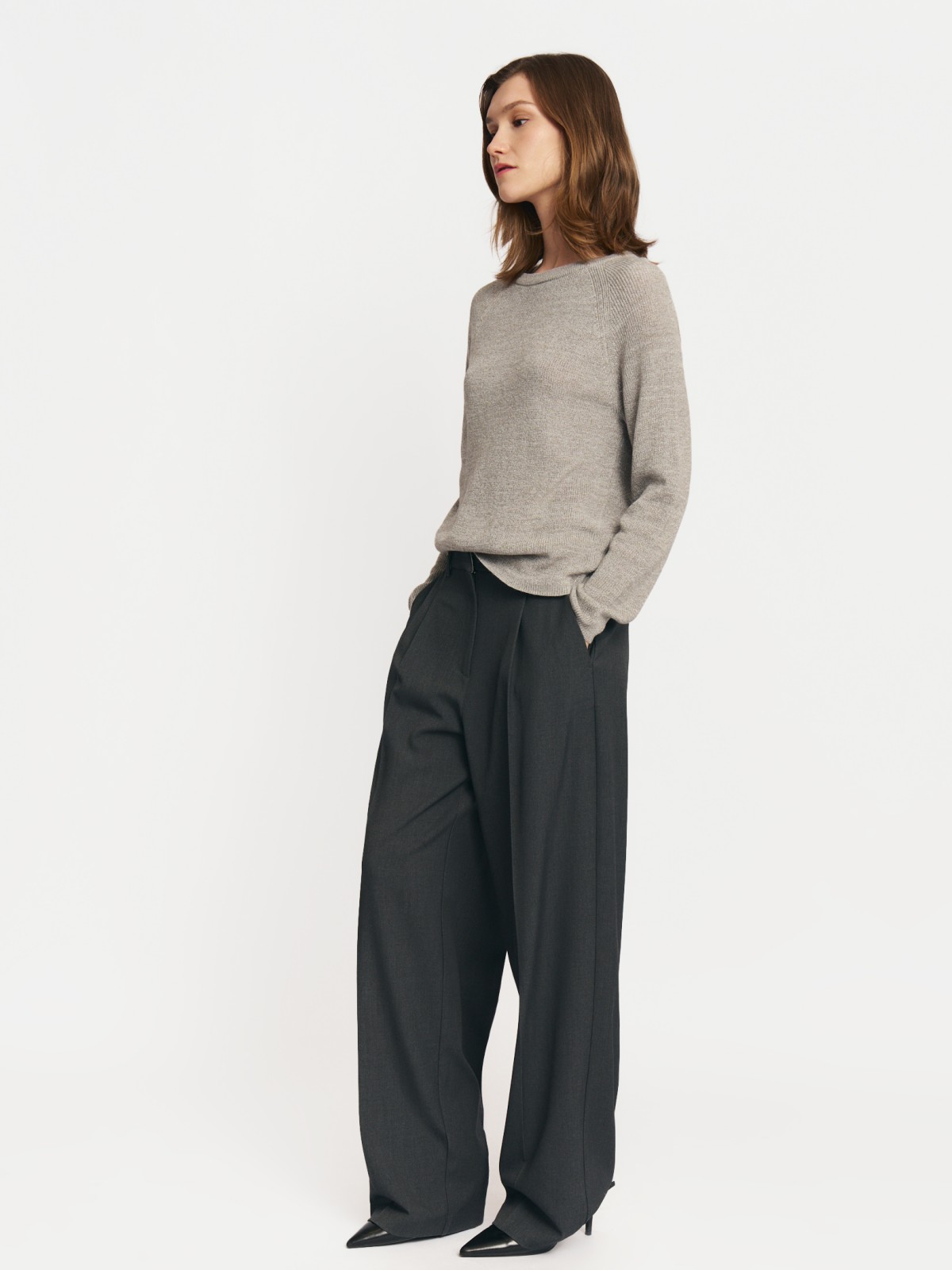 Вязаный джемпер из акрила с длинным рукавом