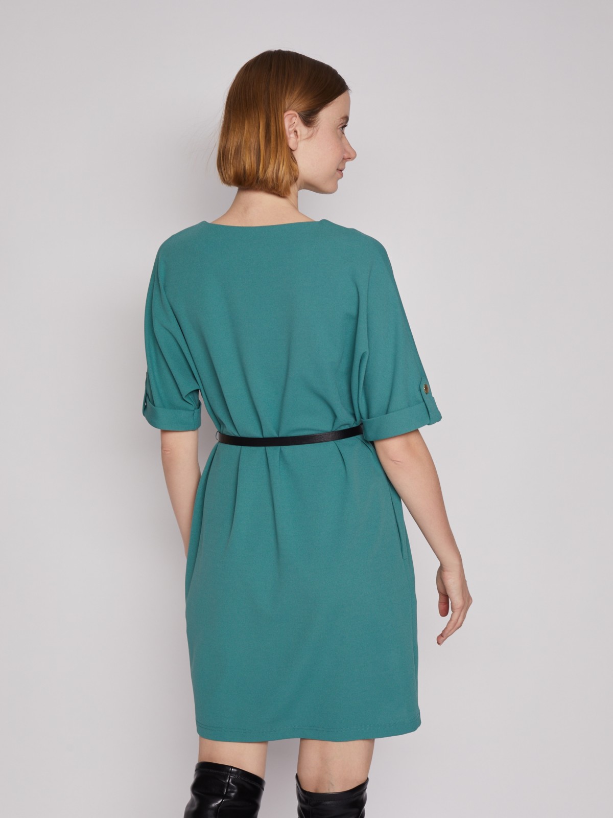 Платье с ремнём zolla 022138135022, цвет зеленый, размер S - фото 6