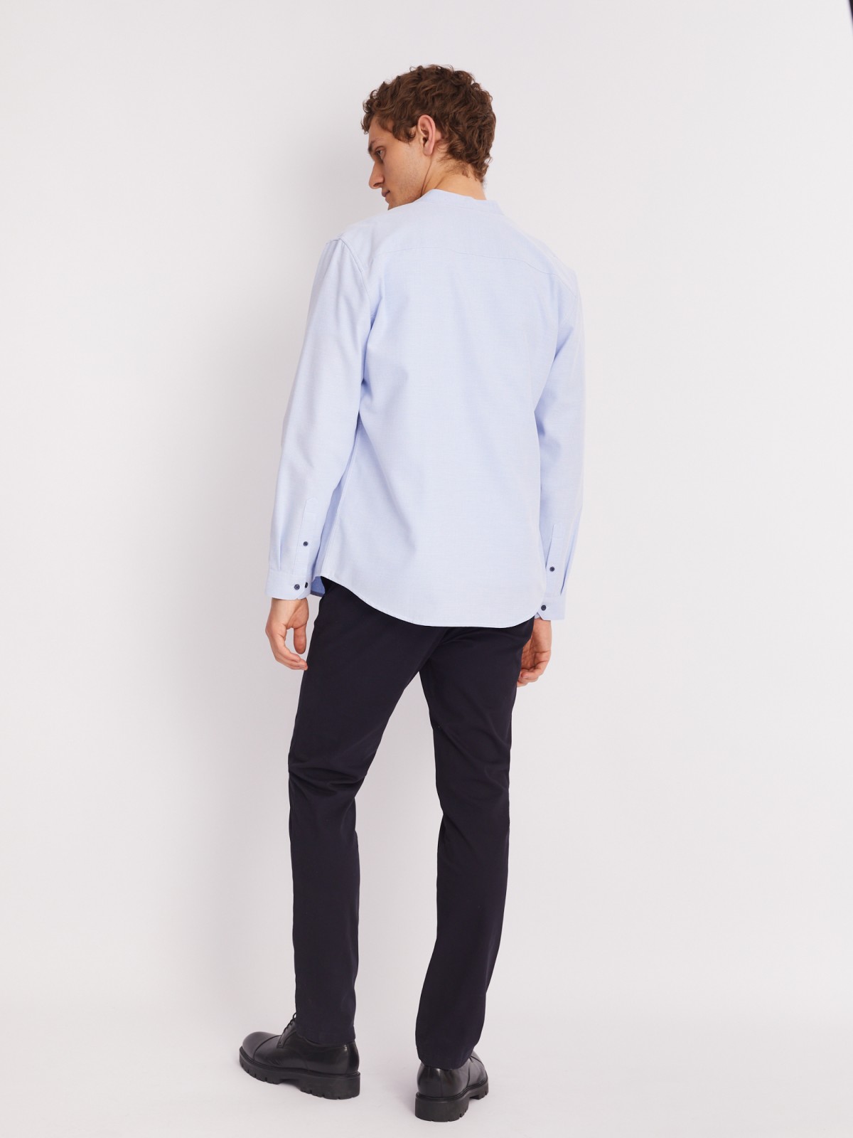 Офисная рубашка с воротником-стойкой и длинным рукавом zolla 013312159023, цвет светло-голубой, размер S - фото 6