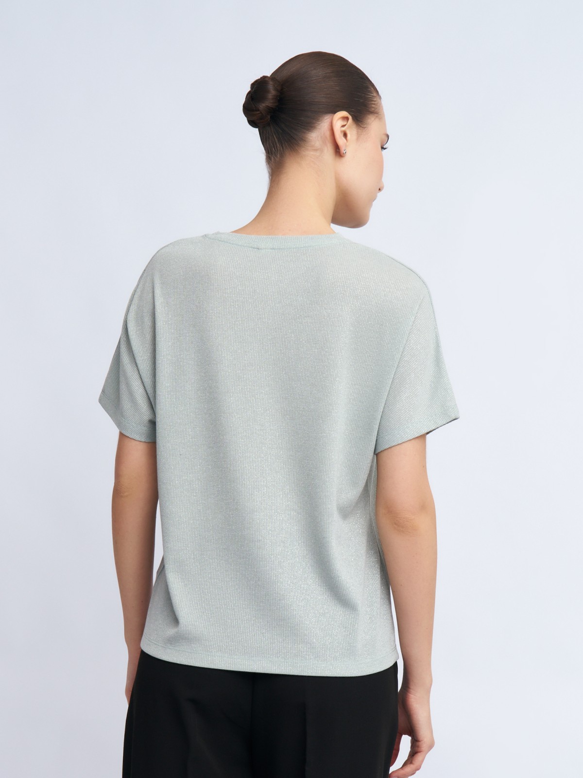 Трикотажный топ-блузка с люрексом