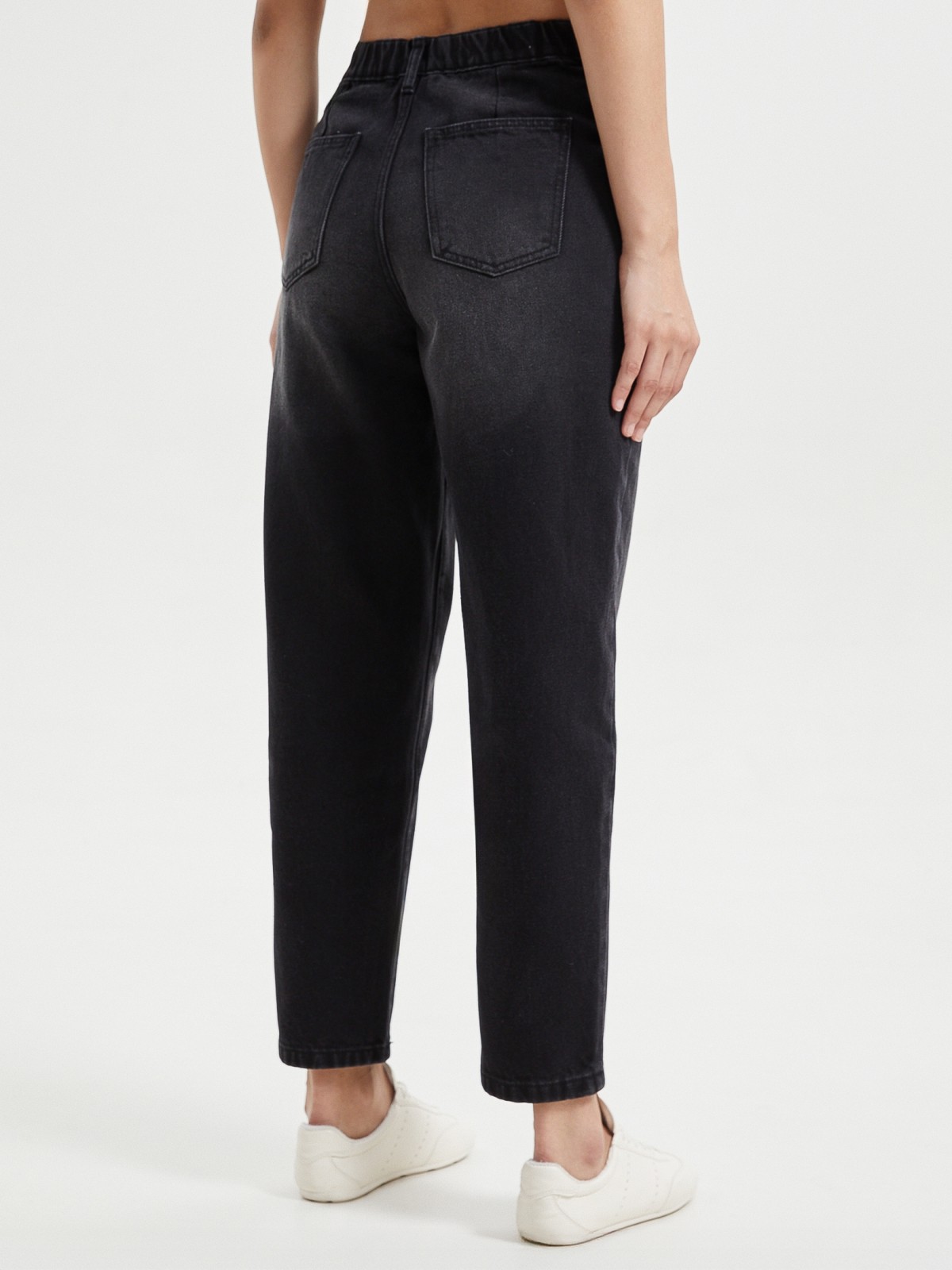 Джинсы силуэта Mom из хлопка на резинке