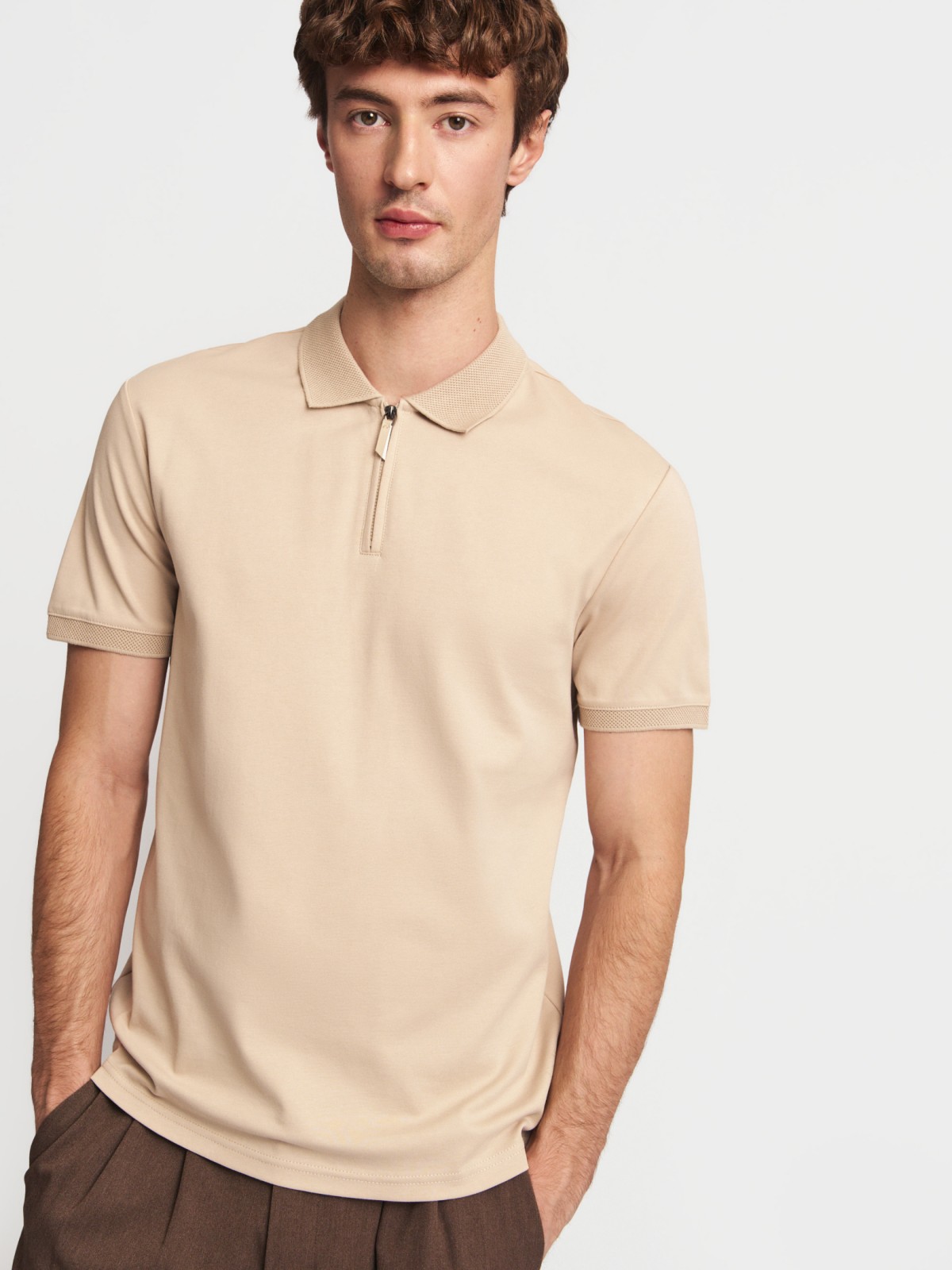 Футболка поло из хлопка на молнии