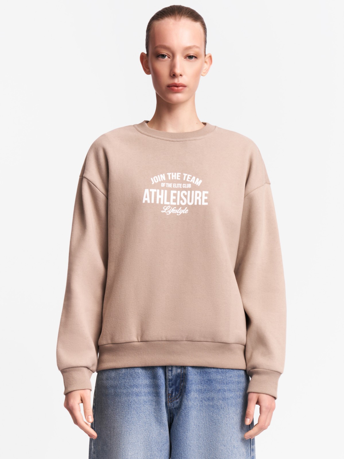 Утеплённый свитшот с принтом